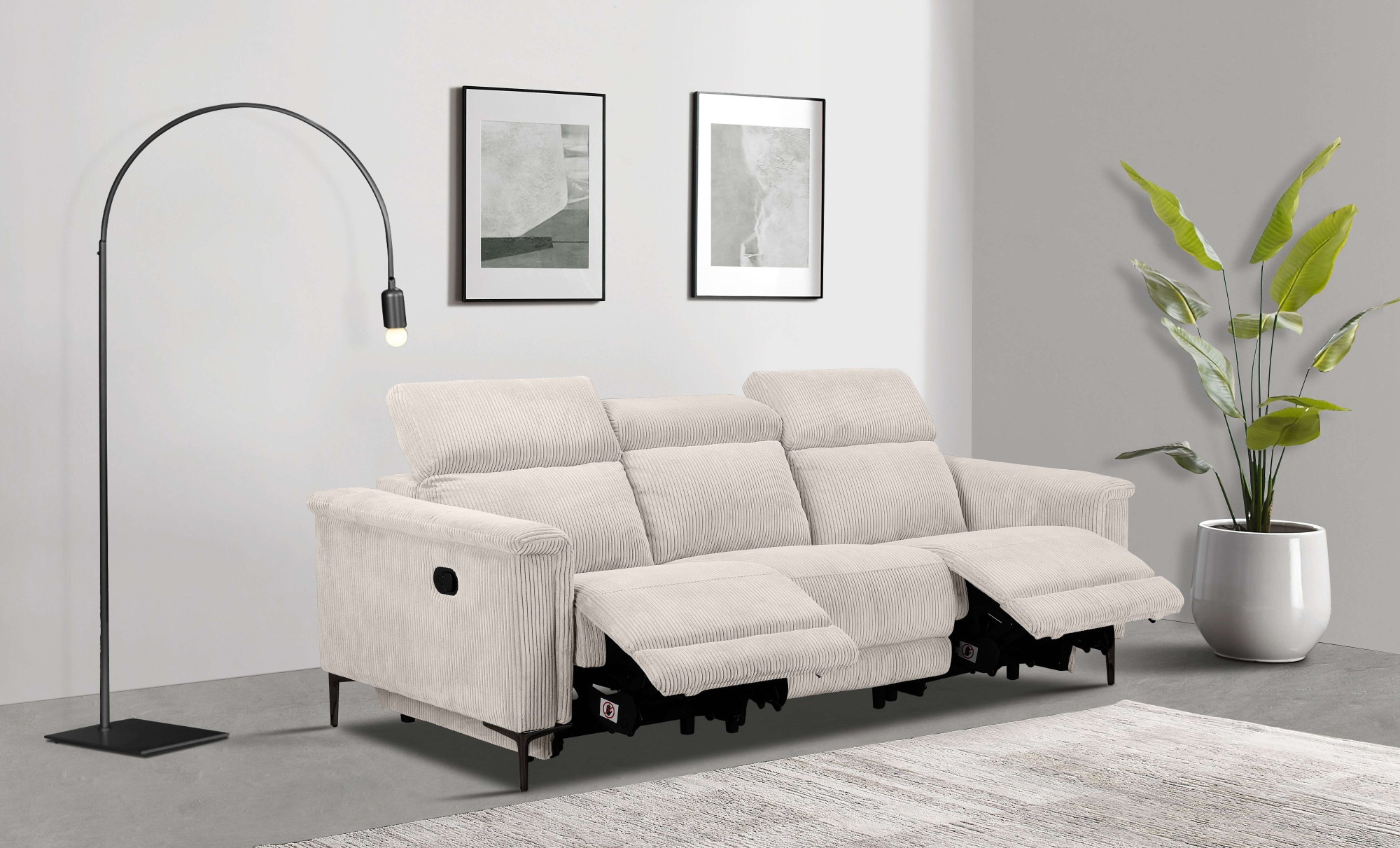 Home affaire 3-Sitzer "Lund Cord, mit manueller o. elektrischer Relaxfunkti günstig online kaufen