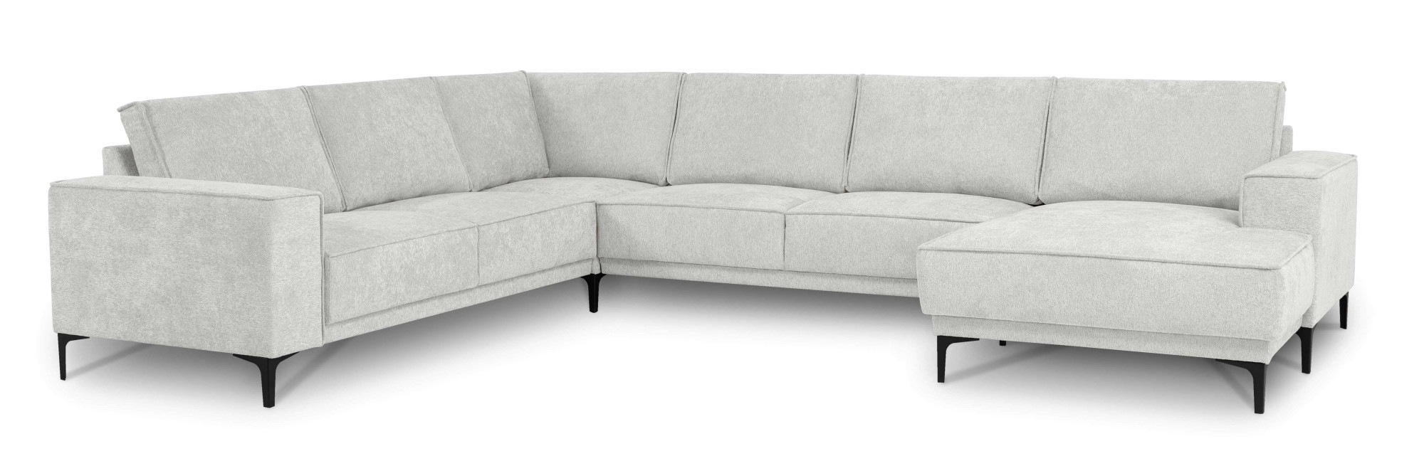 Places of Style Wohnlandschaft »XXL Sofa Oland, Struktur, Flachgewebe, Luxus-Microfaser, Boucle«, U-Form, 342 cm, Wellenunterfederung, Skandi-Design, Metallfüße