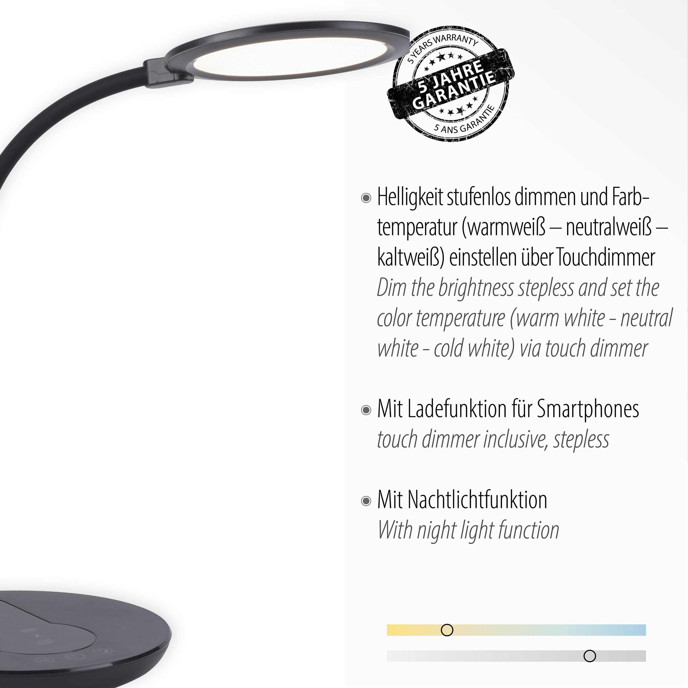 JUST LIGHT LED Schreibtischleuchte »ASTRID«, Leuchtmittel LED-Board | LED fest integriert, LED, CCT - tunable white, dimmbar über Touchdimmer