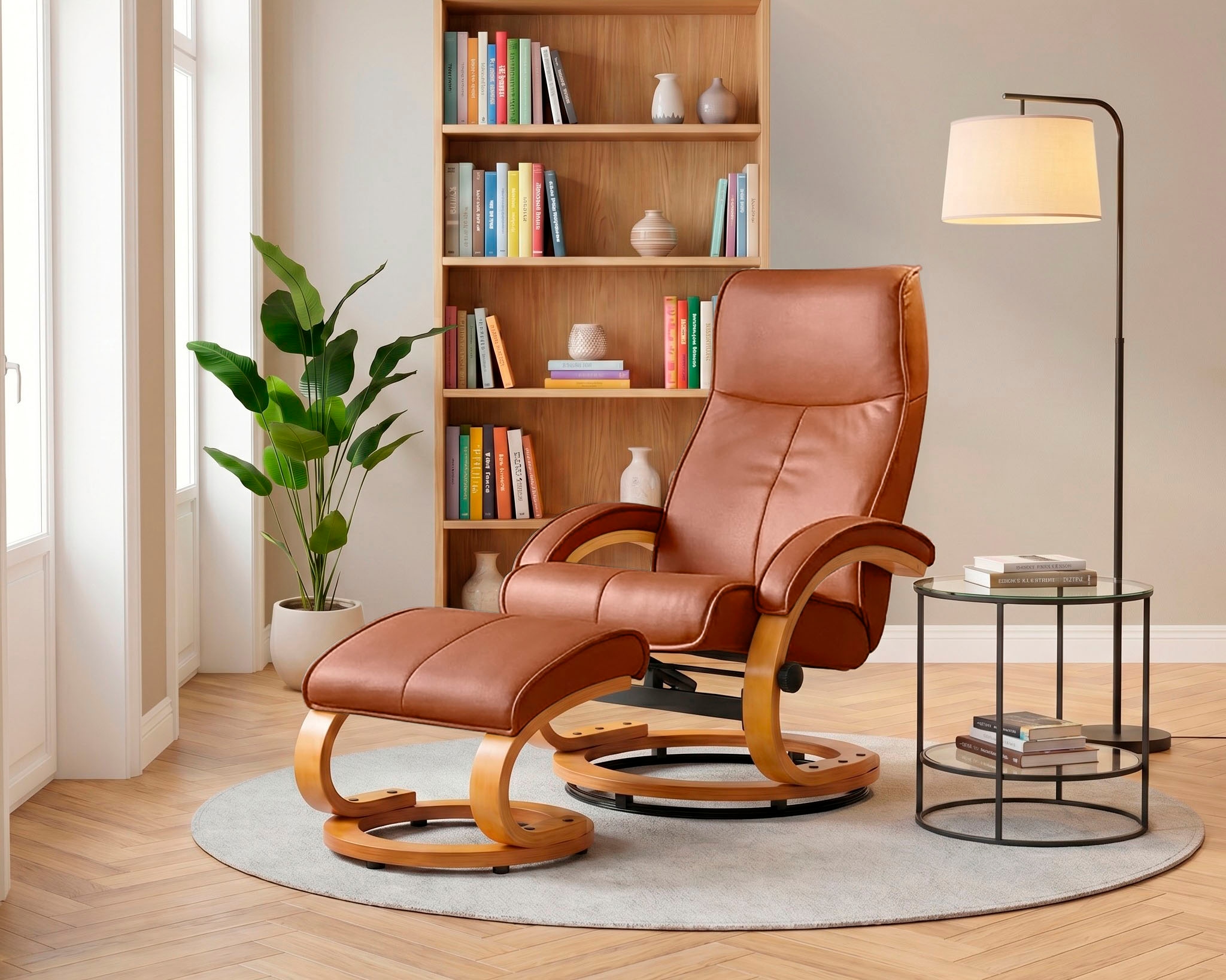 OTTO home Relaxsessel »mit Hocker PARIS Naturleder- OTTO. Verlässliche Qualität.« Set, bestehend aus Sessel und Hocker, 2 Stk. tlg. Relaxfunktion, Dreh- und Kippfunktion, Unser Dauertiefpreis