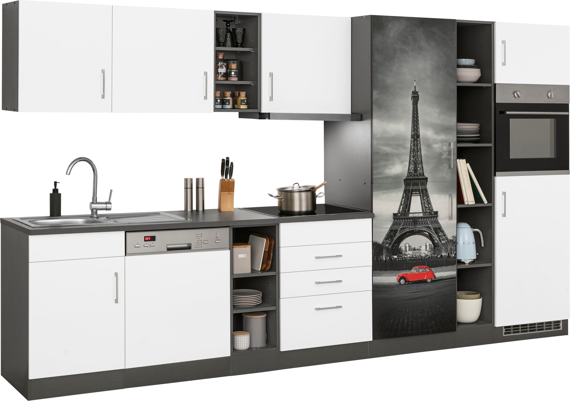 HELD MÖBEL Küchenzeile »Paris«, mit E-Geräten, Breite 350 cm, wahlweise mit günstig online kaufen