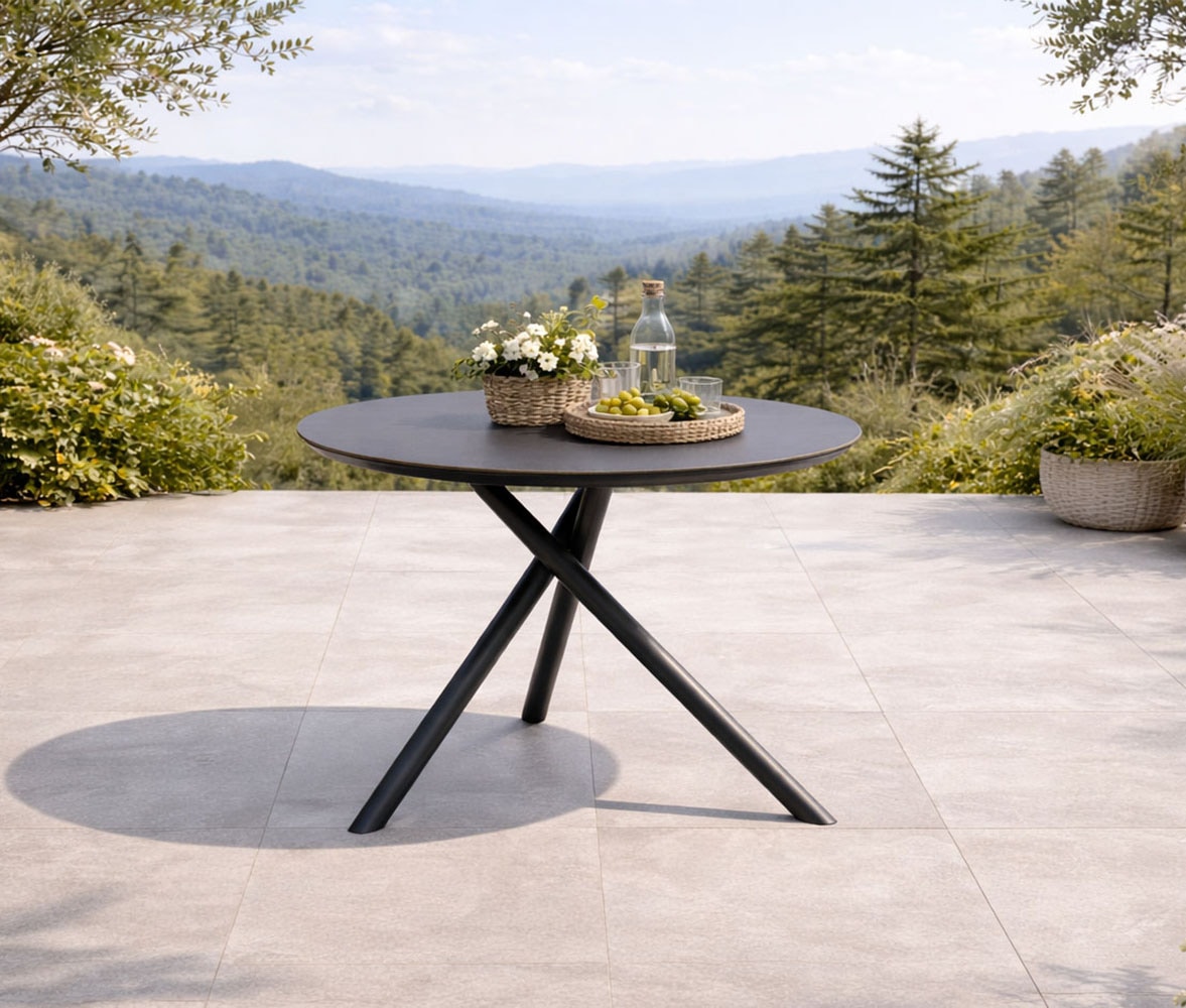 Destiny Garten-Essgruppe »TORNO BARLETTA« Set, 5 tlg. Essgruppe 4 Se + Tisch 110 cm rund, grau