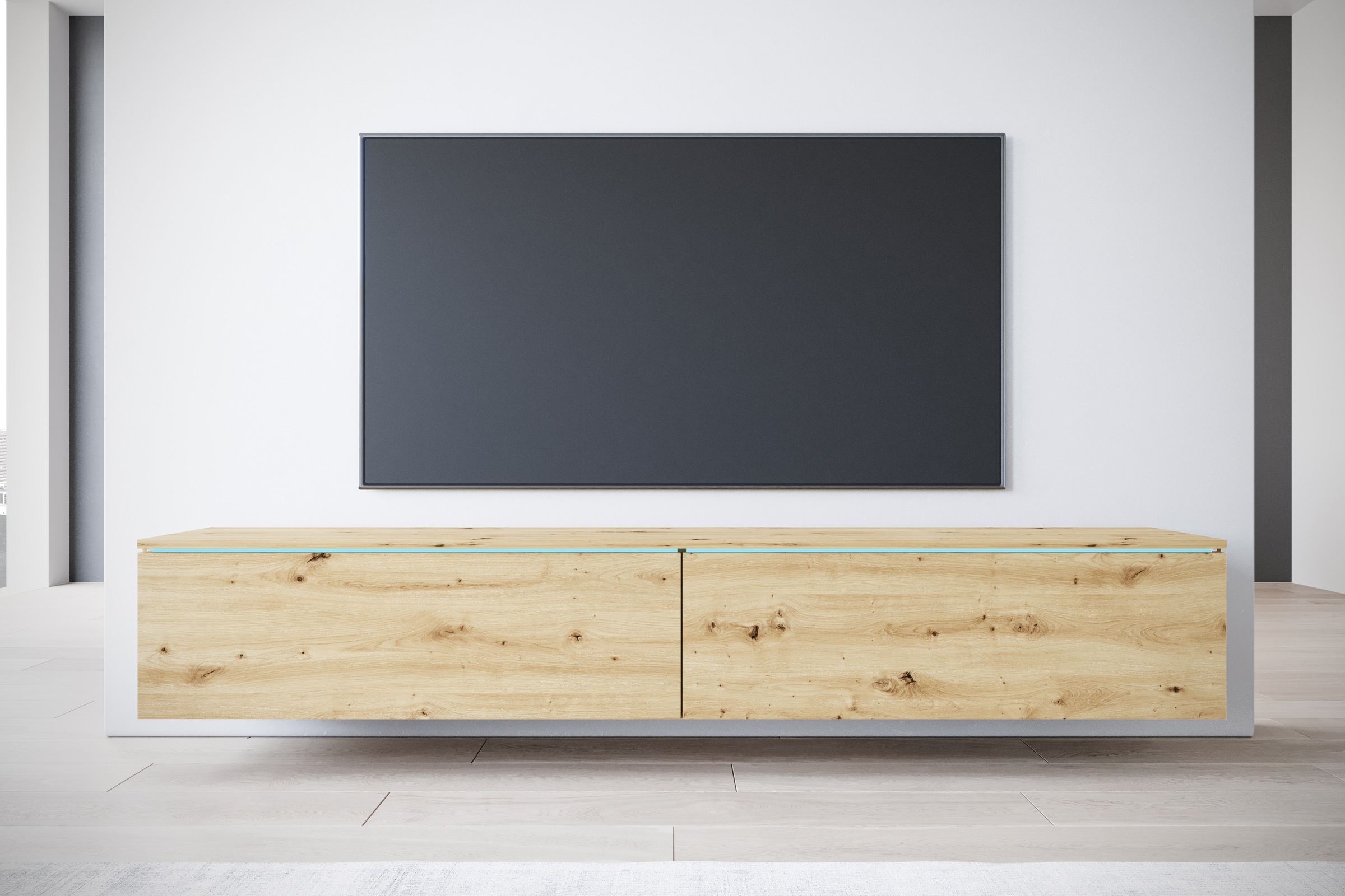 INOSIGN Lowboard »LOWBOARD VERA, wahlweise mit oder ohne Beleuchtung«, Modernes griffloses TV-Board, 180 cm TV-Schrank, stehend und hängend