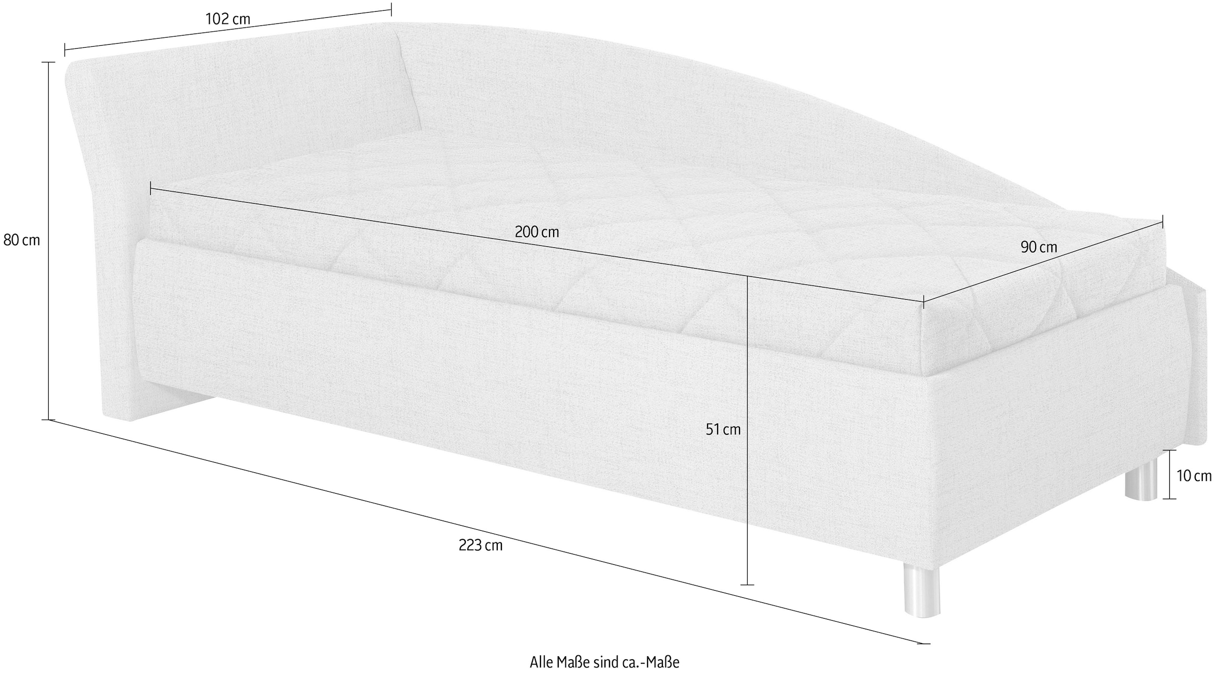 alina Schlafsofa »Lindsay«, Bettkasten, Zierkissen-Set aus: 2 Stk. 40x40cm, 1 Stk. 30x30cm