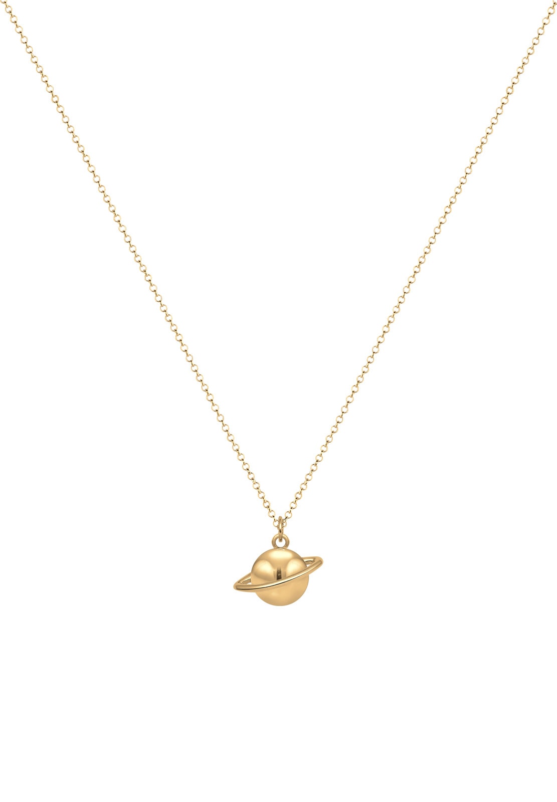 Elli Kette mit Anhänger »Planet Saturn Astro 925 Sterling Silber vergoldet«