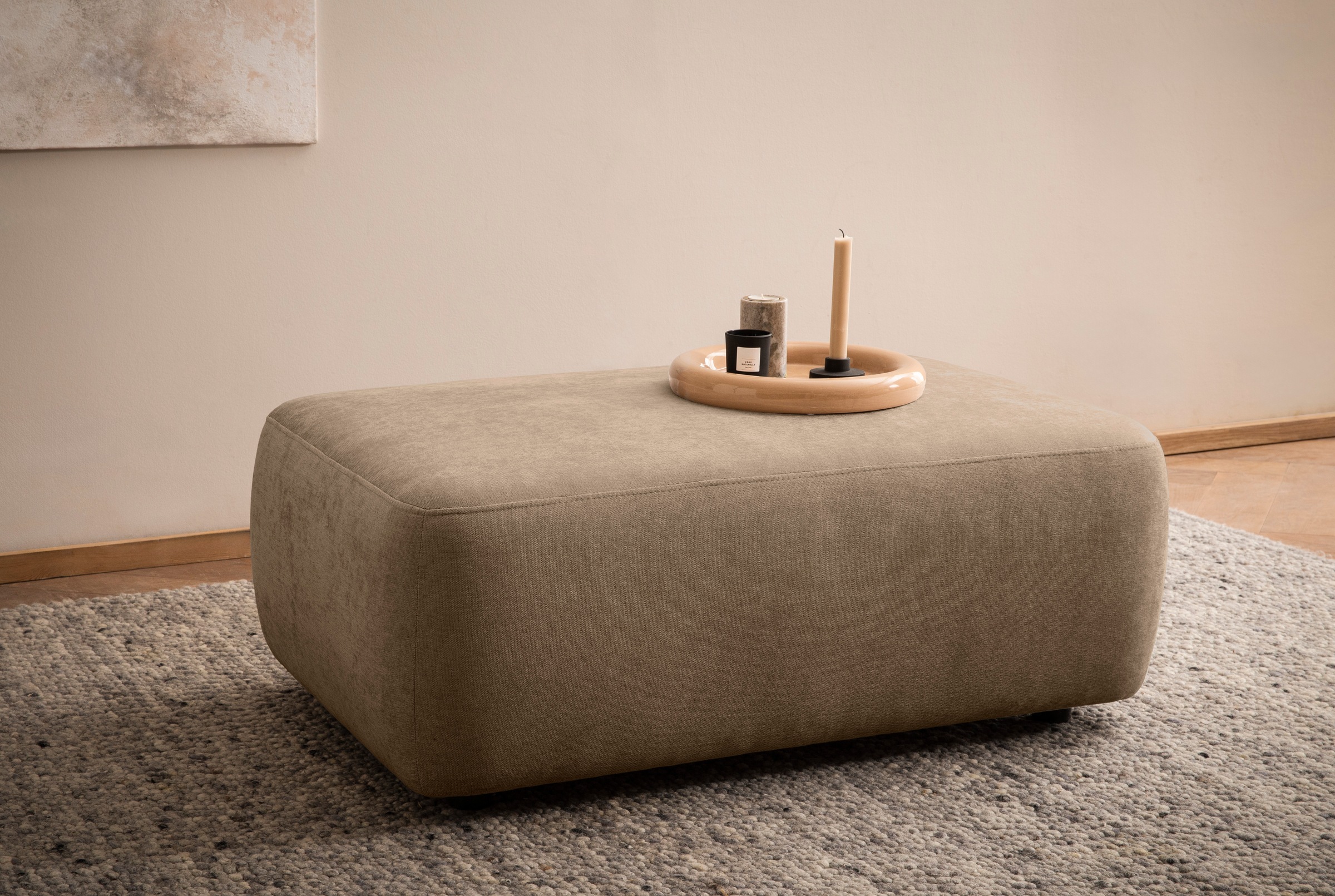 INOSIGN Polsterhocker »Torge, Hocker in Cord, Samtvelours oder Struktur«, passend zur Serie Torge, rechteckig, bequemer Sitzkomfort