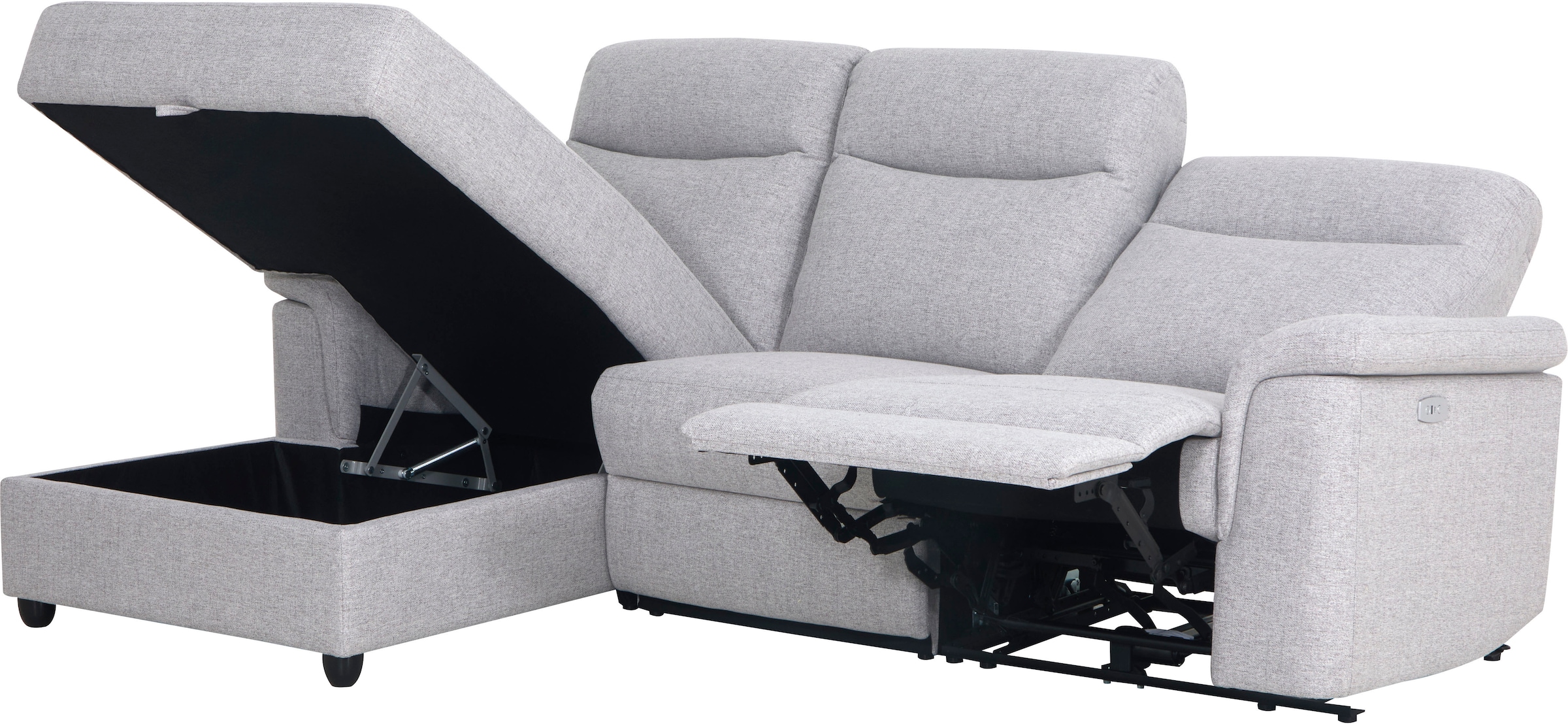 Home affaire Ecksofa »BRIONNE, L-Form, 255cm, manuelle u. elektrische Funktion (USB A/C),«, Liegefunktion, Stauraum, Federkernpolsterung, Webstoff