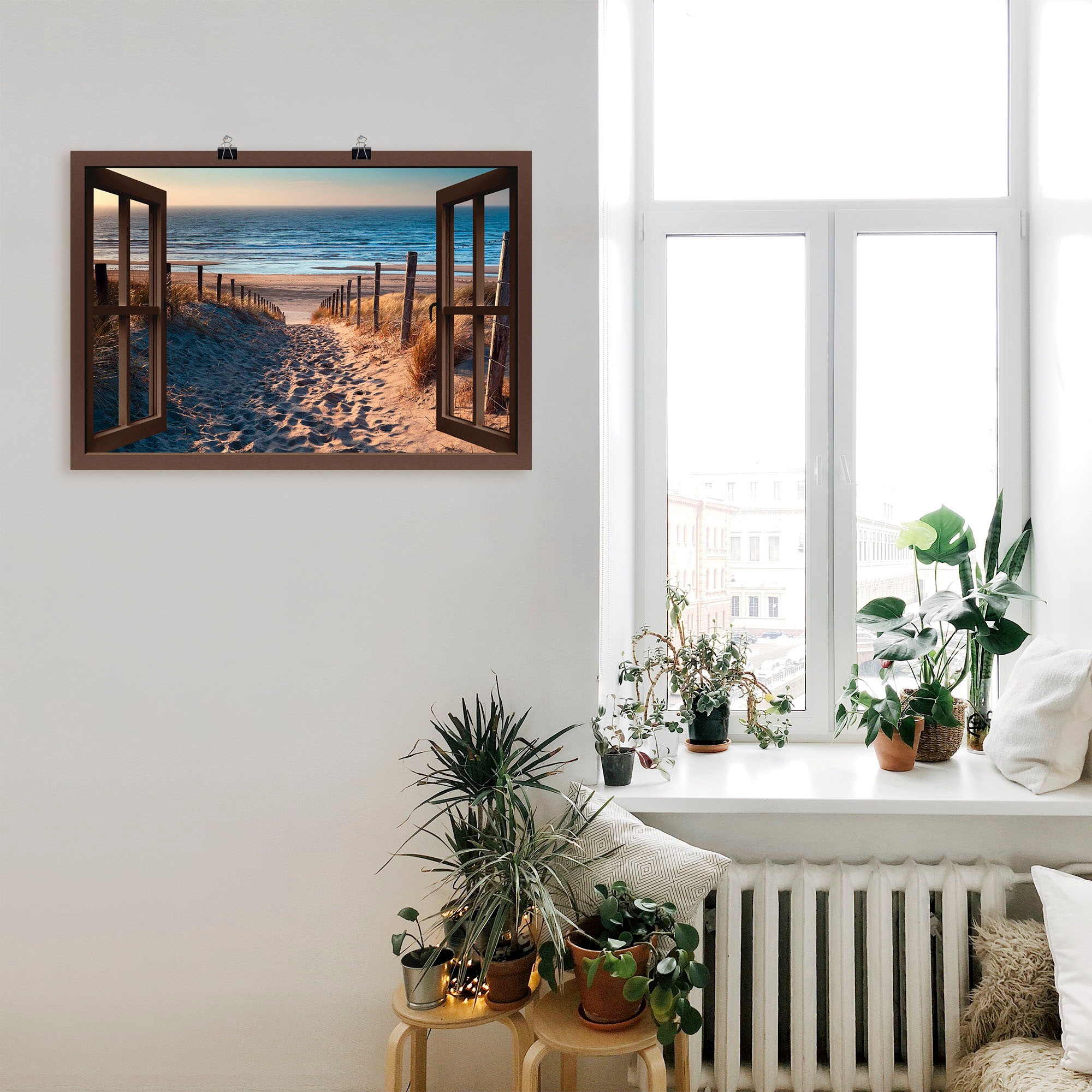 Artland Wandbild »Fensterblick Weg zum Nordseestrand«, Strand, (1 St.), als günstig online kaufen