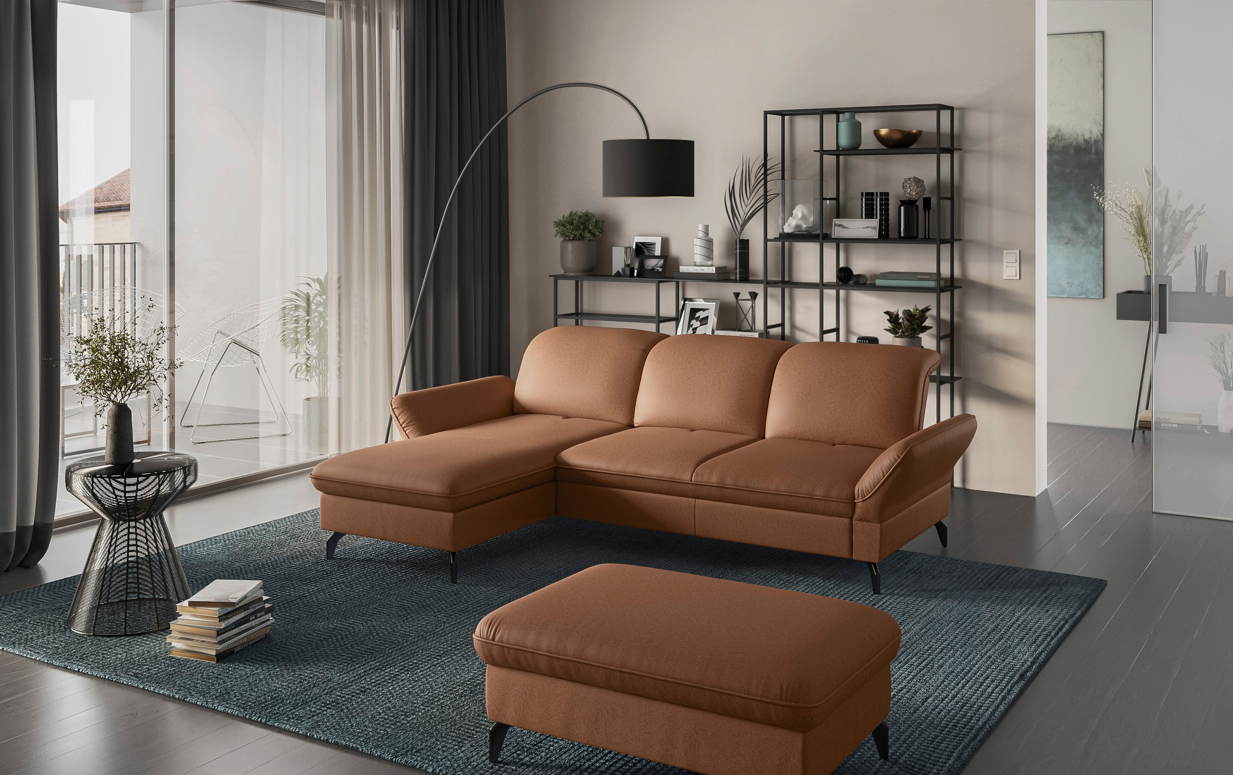sit&more Ecksofa »Leandro L-Form«, Wahlweise mit Bett-, Kopfteil - und Armlehnfunktion, sowie Bettkasten