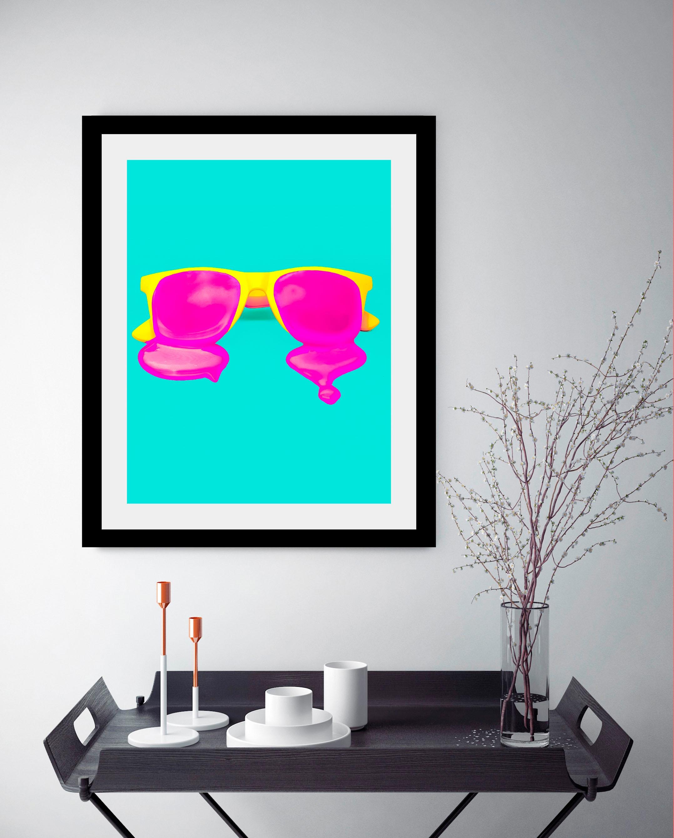 queence Bild »Brille«, Humor-Kunst, HD Premium Poster-Druck inkl. Holzrahme günstig online kaufen