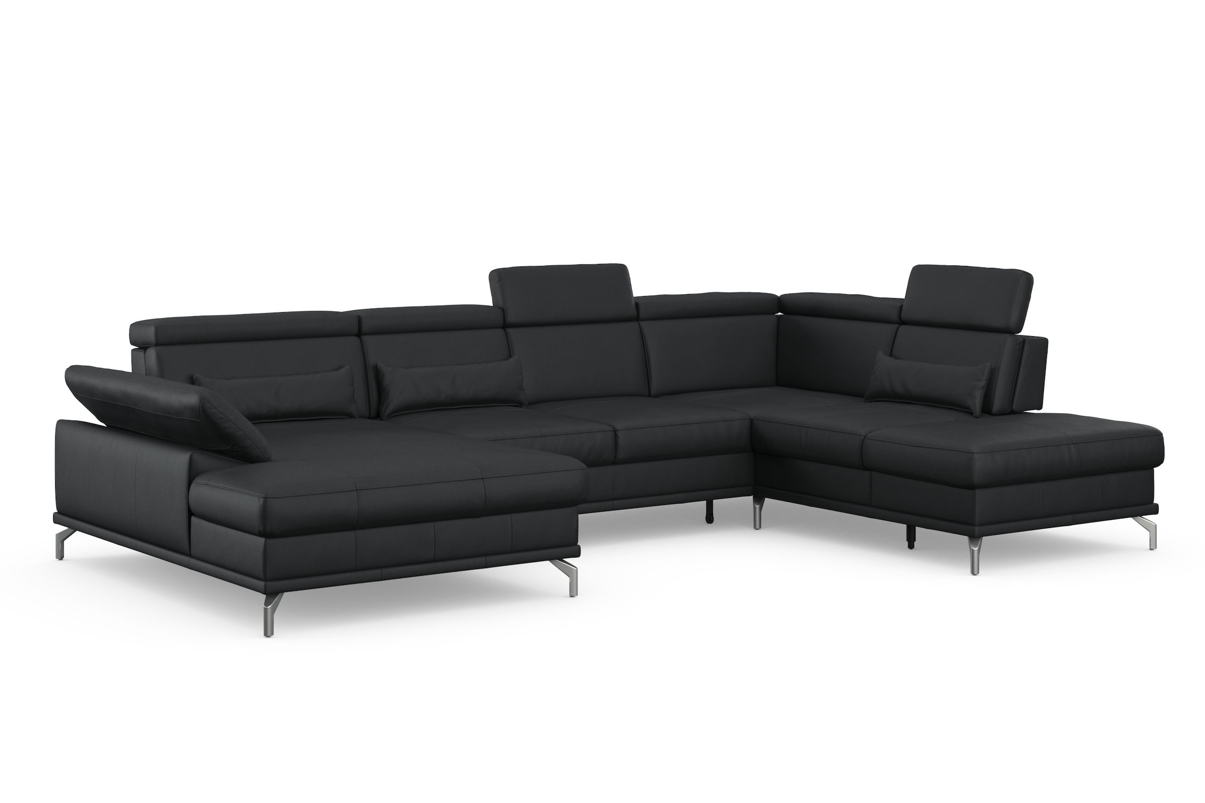 sit&more Wohnlandschaft »Cabrio U-Form, mit Sitztiefenverstellung, Arm- und Kopfteilverstellung«, 3 Nierenkissen, Federkern, optional Bettfunktion und Stauraum