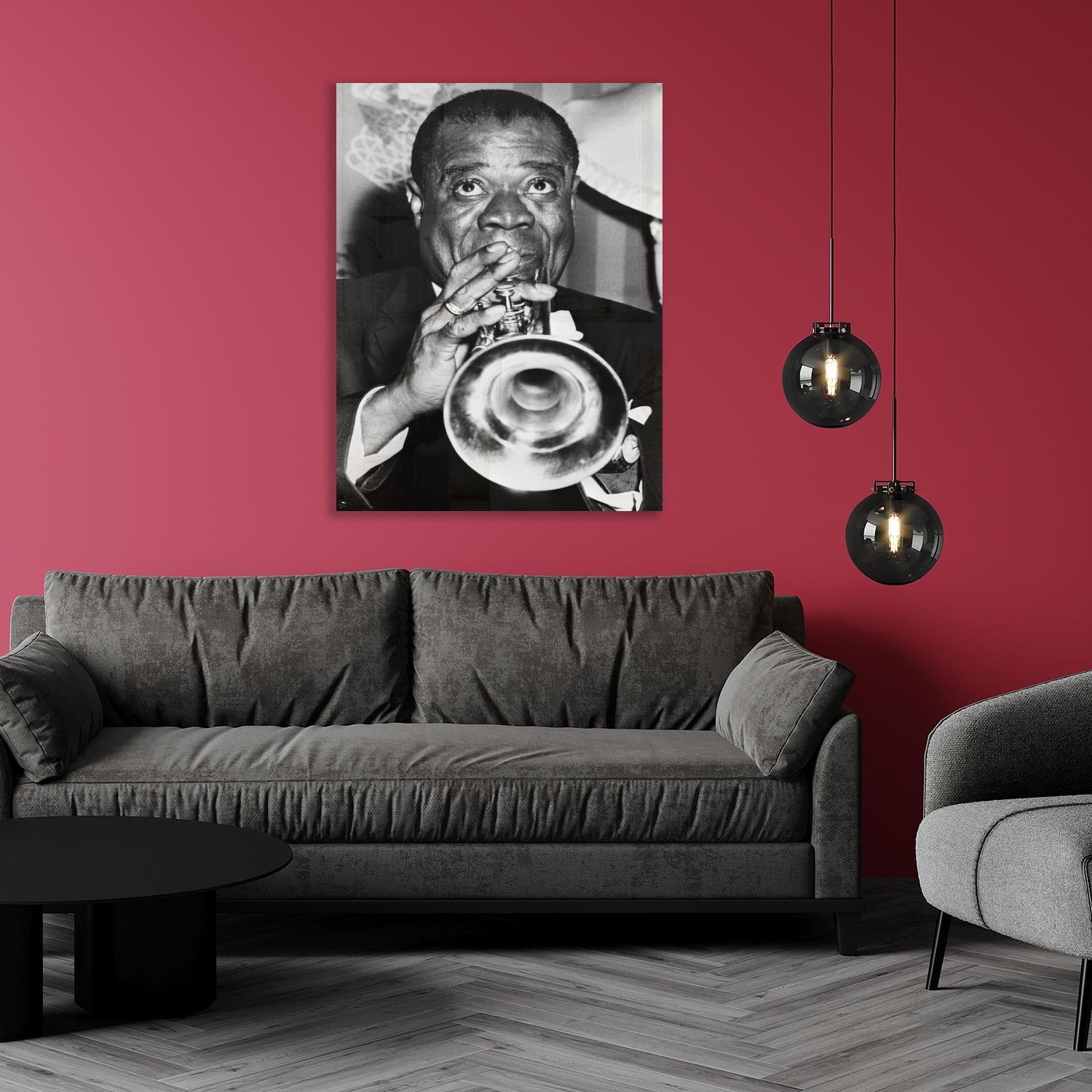 queence Acrylglasbild »Louis Armstrong«, Schwarz-Weiß-Mann-Stars-Portrait-F günstig online kaufen