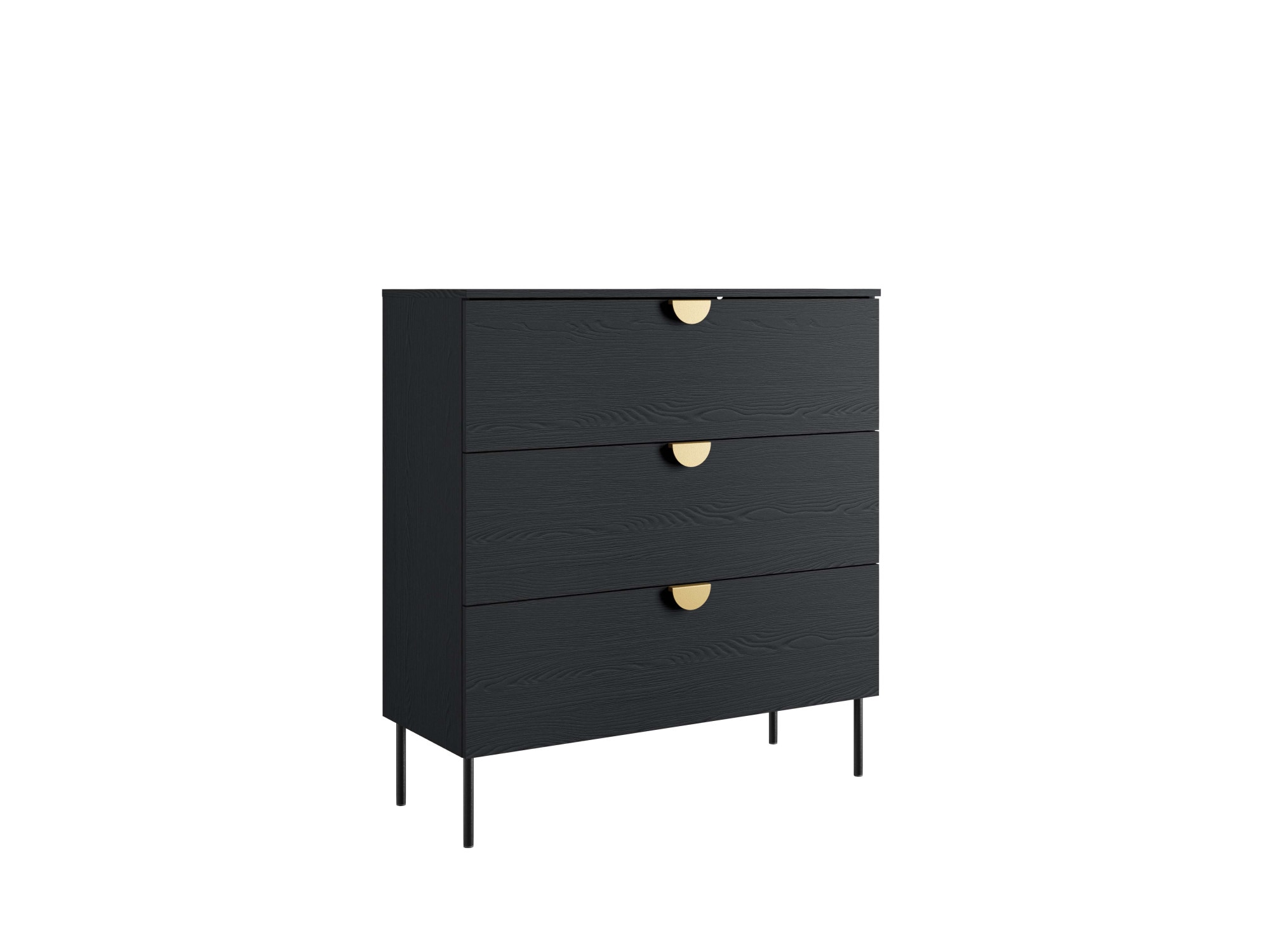 Leonique Kommode »Kommode Bellot mit 3 Schubladen und goldenen Metallgriffen«, Sideboard auf Metallfüßen, BxTxH 100x40x107 cm