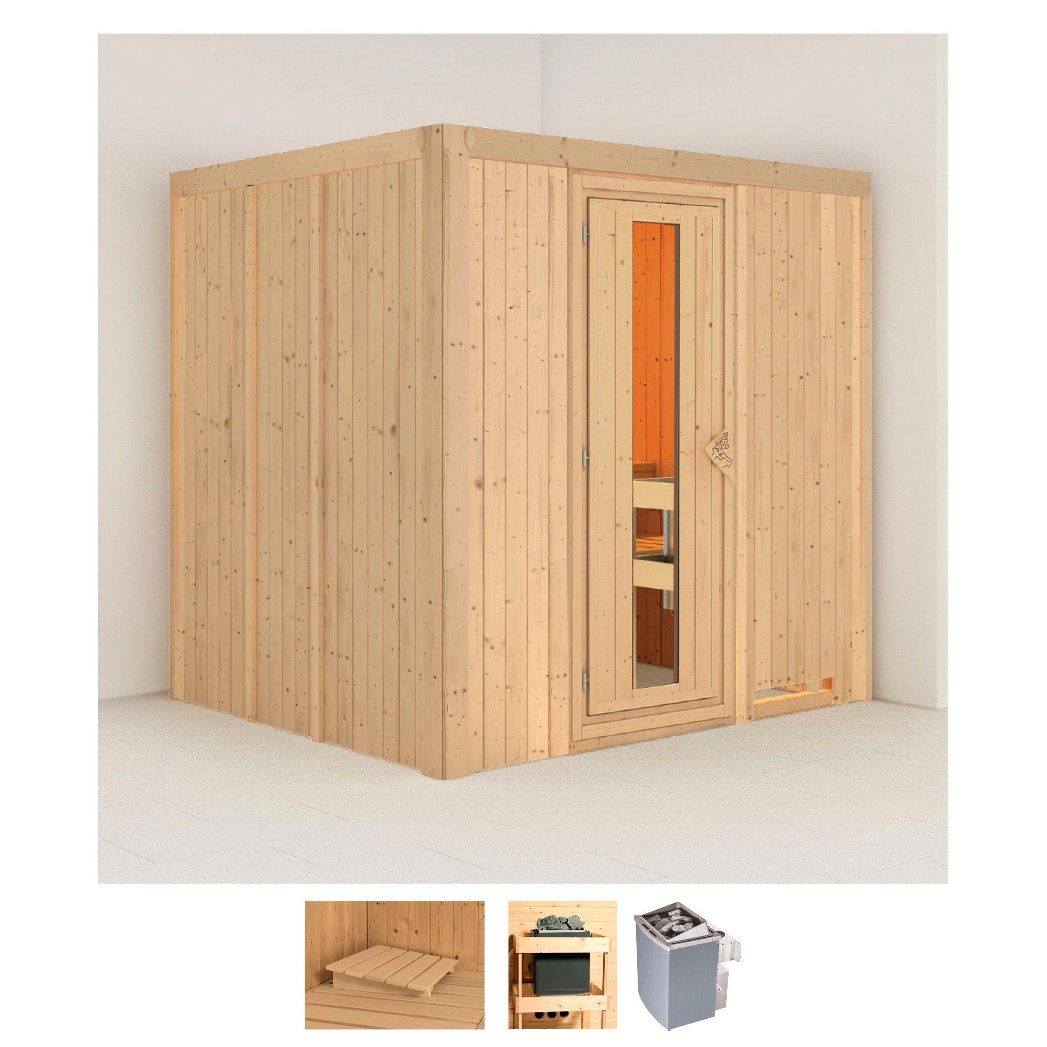 Karibu Sauna »Sodin« Set,  Ofen 9 kW integr. Strg