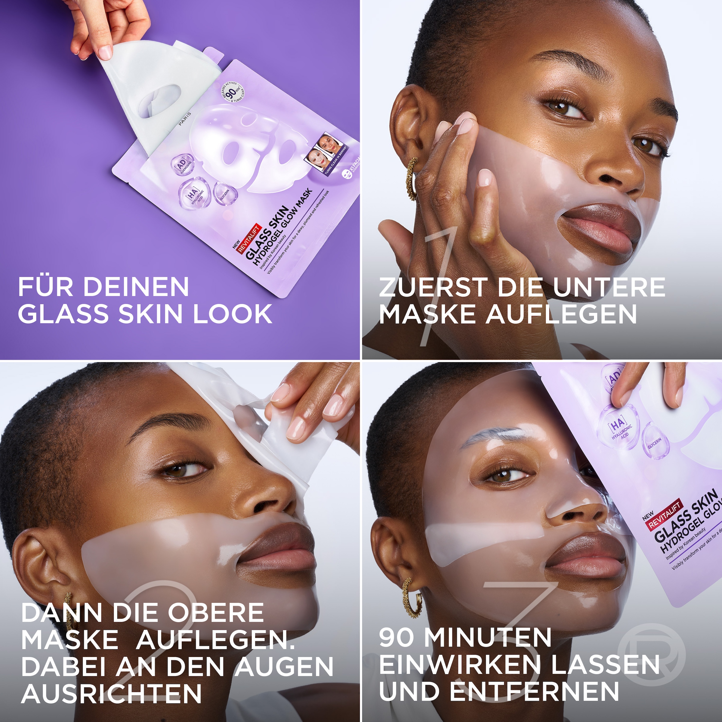L'ORÉAL PARIS Gesichtsmaske »REVITALIFT GLASS SKIN HYDROGEL GLOW MASK« für aufgepolsterte & glowy Haut
