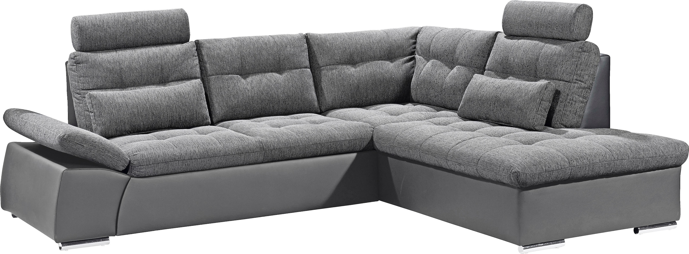 ED EXCITING DESIGN Ecksofa »Jakarta L-Form«, mit Bettfunktion, Armteilverstellung, Kopfstützen & 2 Nierenkissen