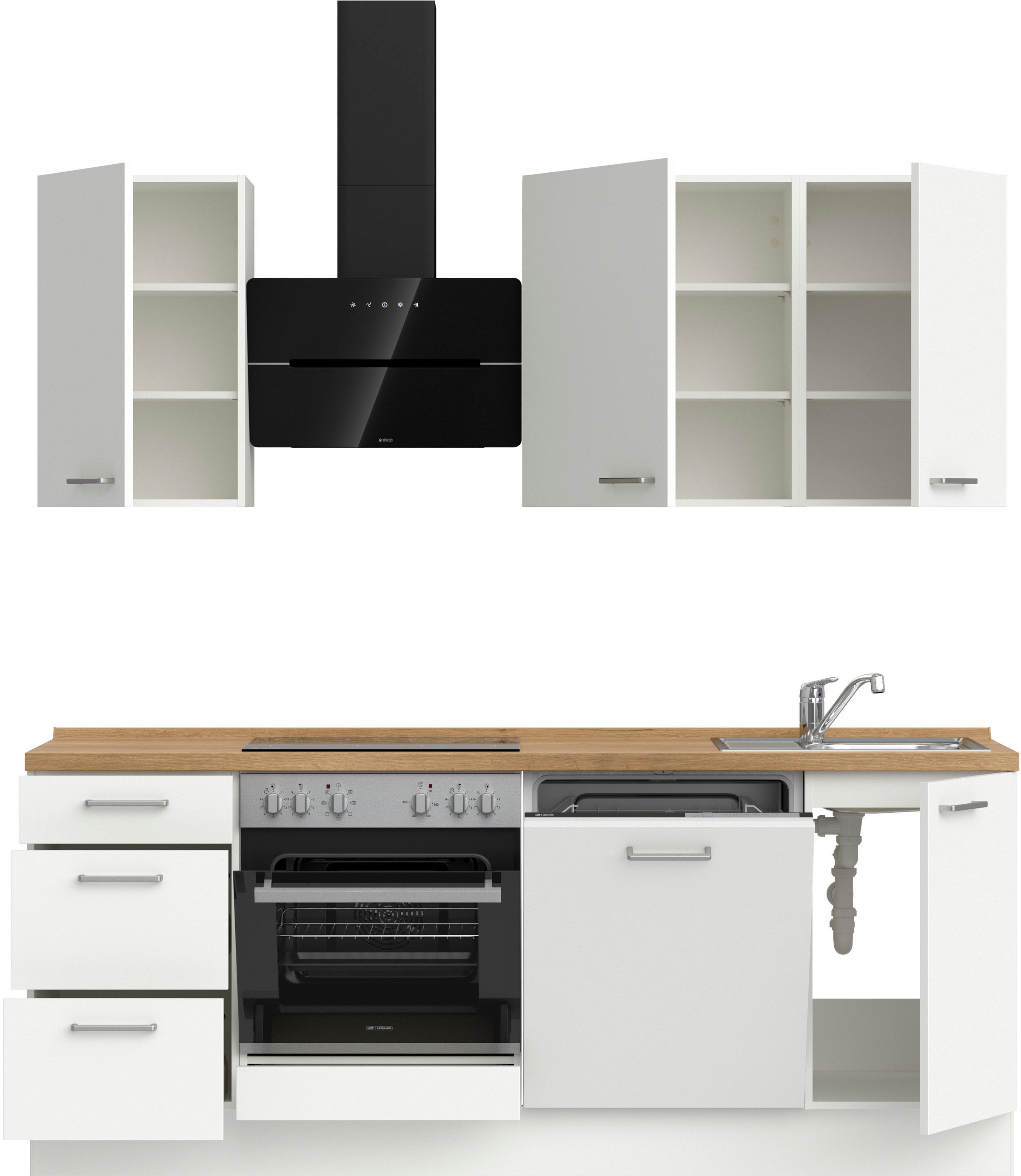 nobilia® Küchenzeile »"Touch II"«, vormontiert, Ausrichtung wählbar, Breite 210 cm, wahlw. mit E-Geräten