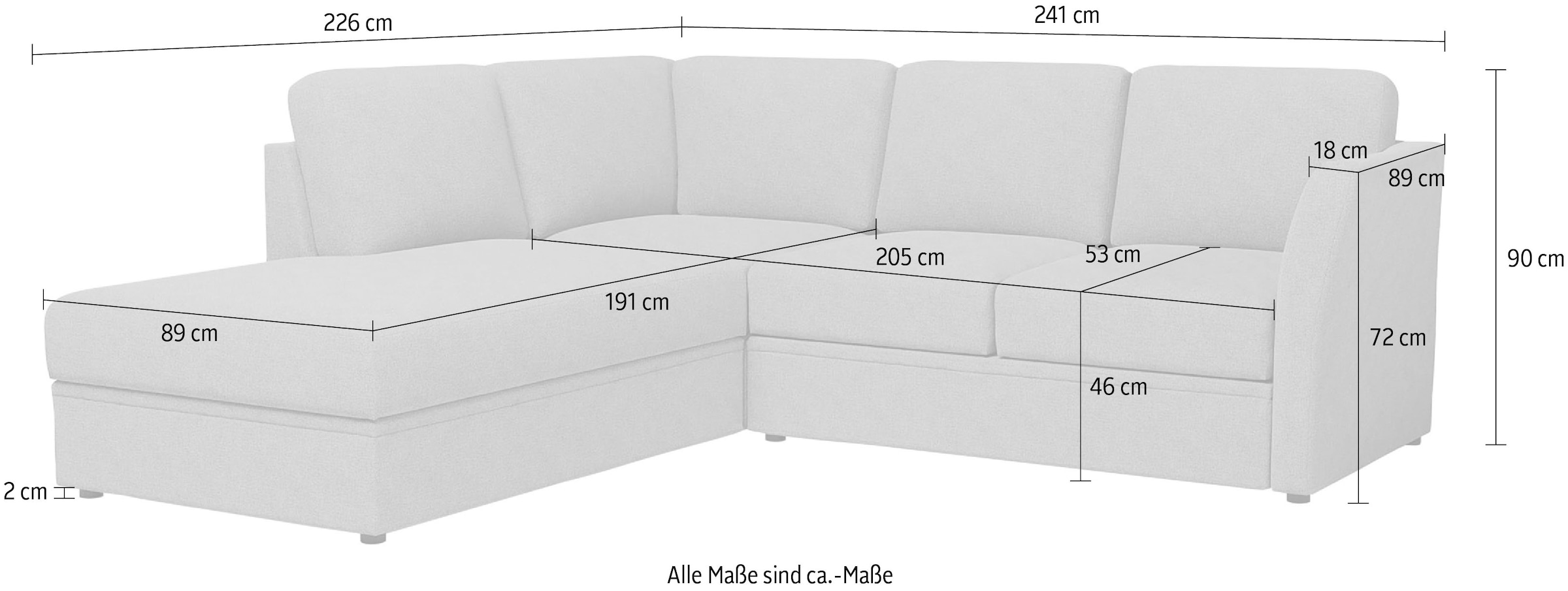 Home affaire Ecksofa »Lavars, L-Form, Schlafsofa«, mit Bettfunktion und Stauraum, in zwei verschiedenen Bezugsqualitäten