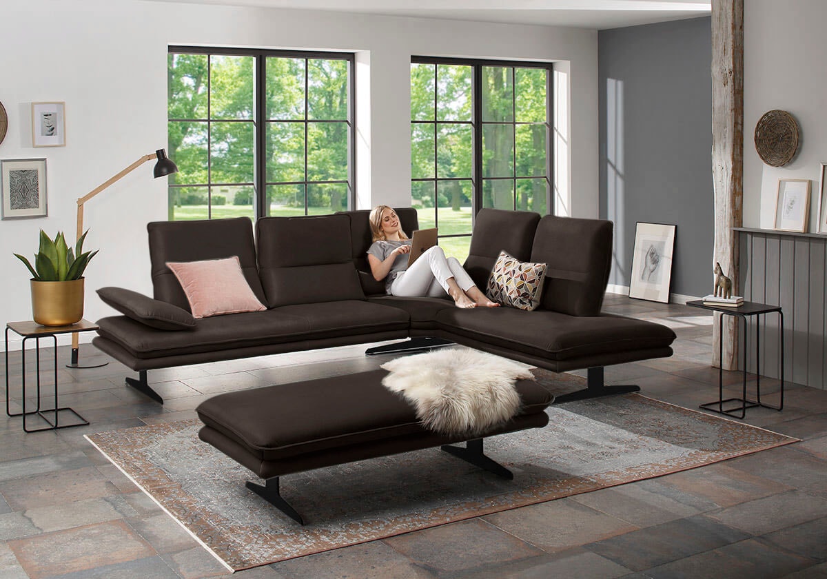 W.SCHILLIG Ecksofa »broadway, Designsofa, toller Sitzkomfort, zeitlos, elegant, L-Form«, Sitztiefenverstellung, Kopfteil- & Seitenteilverstellung, Breite 284cm