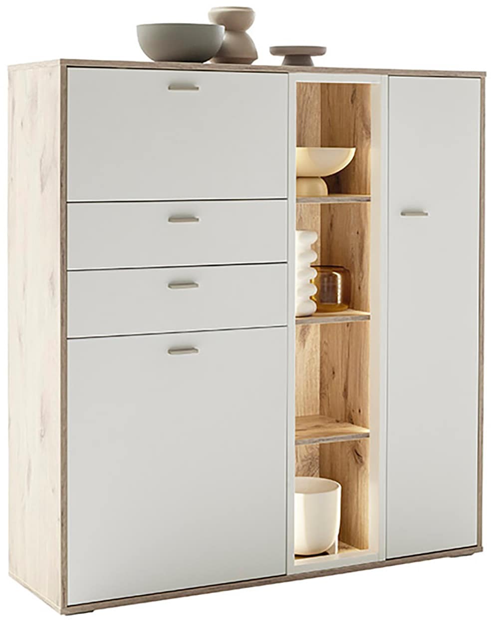 MCA furniture Highboard »SANTERNO«, mit 2 Türen, 2 Schubkästen,gedämpft, 1 Klappe, 4 Fächer, Breite 124 cm