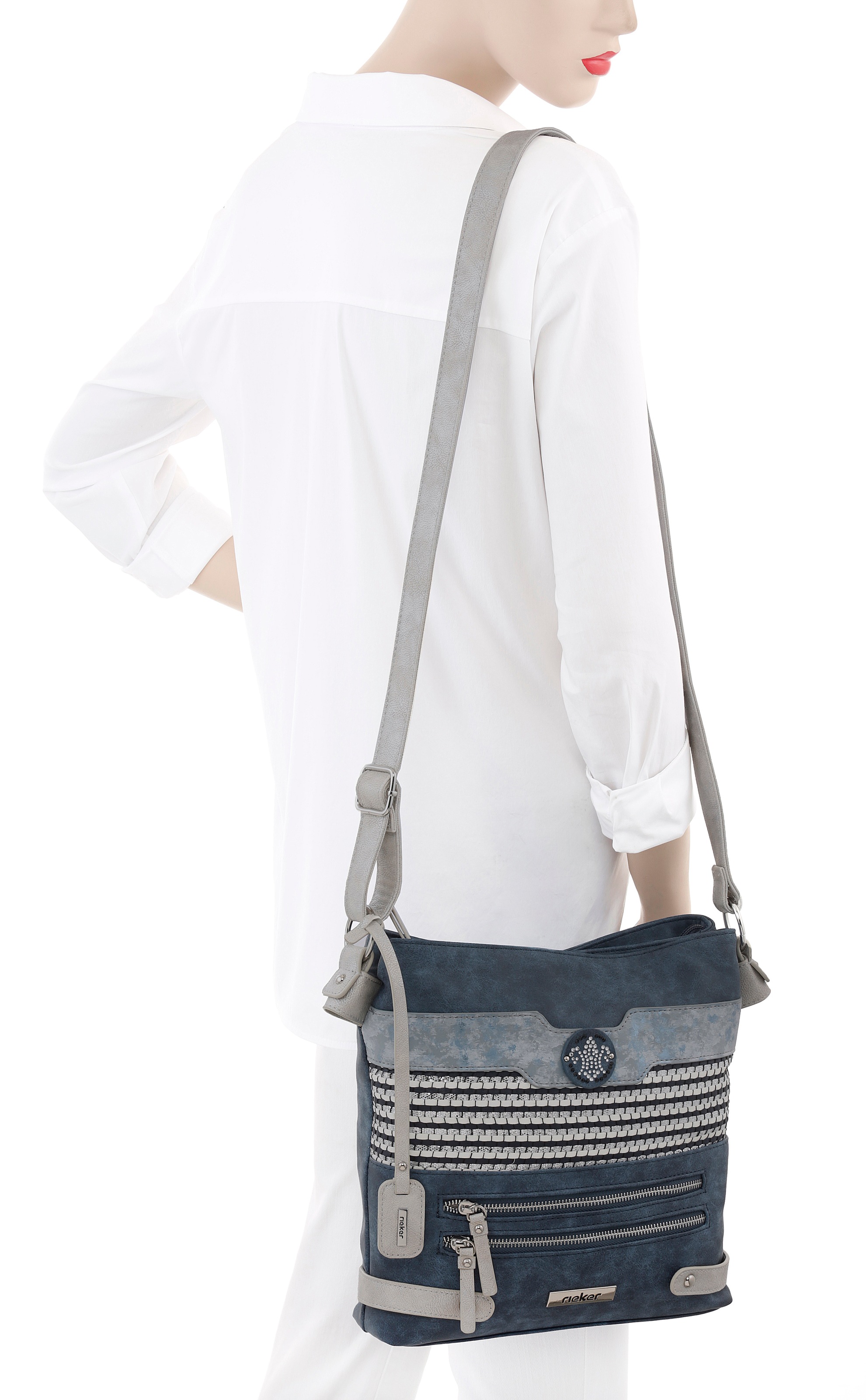 Rieker Umhängetasche, Schultertasche, Damen-Tasche mit praktischem Reißverschluss-Rückfach