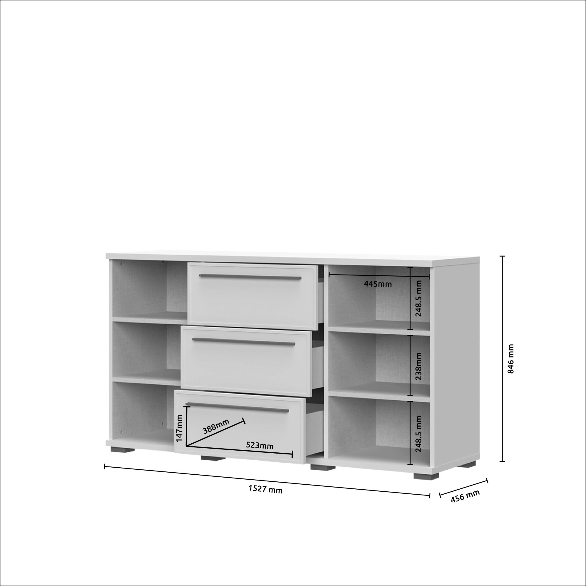 Places of Style Kommode »Opera Kombikommode, Sideboard, Schubladenkommode, Breite 153 cm«, UV lackiert, Soft Close Funktion, Höhenverstellbare Füße