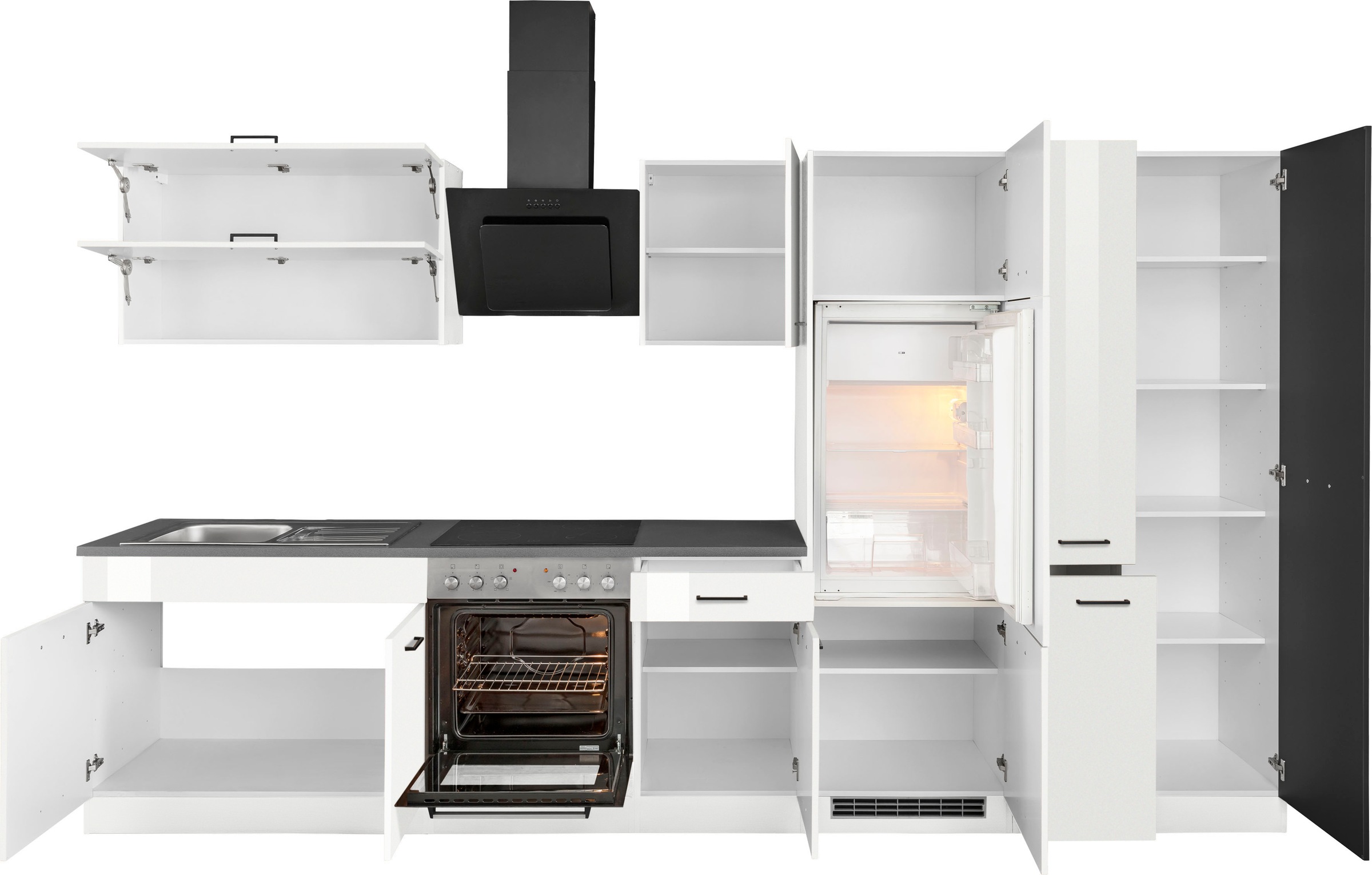KOCHSTATION Küchenzeile »KS-Trier«, mit E-Geräten, Breite 350 cm