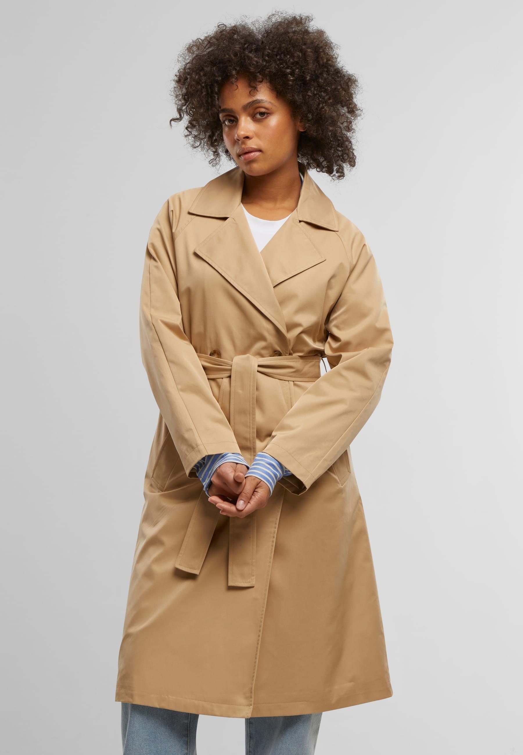 URBAN CLASSICS Winterjacke »Urban Classics Ladies Trenchcoat« 1 Stk. tlg. ohne Kapuze