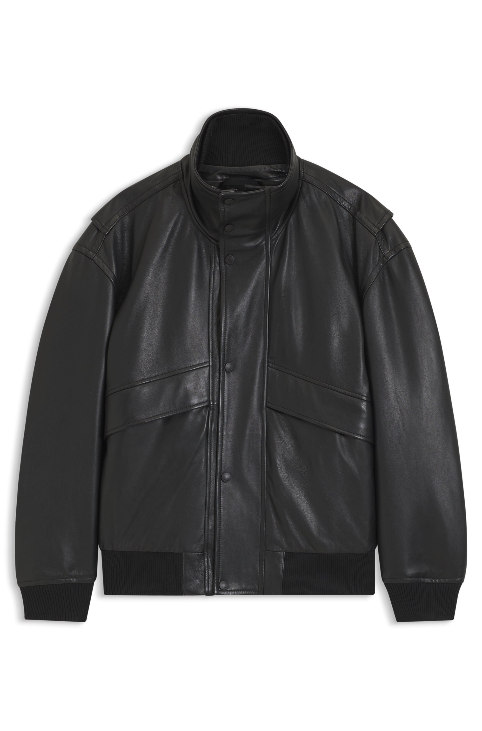 BOSS ORANGE Lederjacke »Jolights« Weiches, strukturiertes Schafleder, Relaxed Fit, abnehmbares Inlay