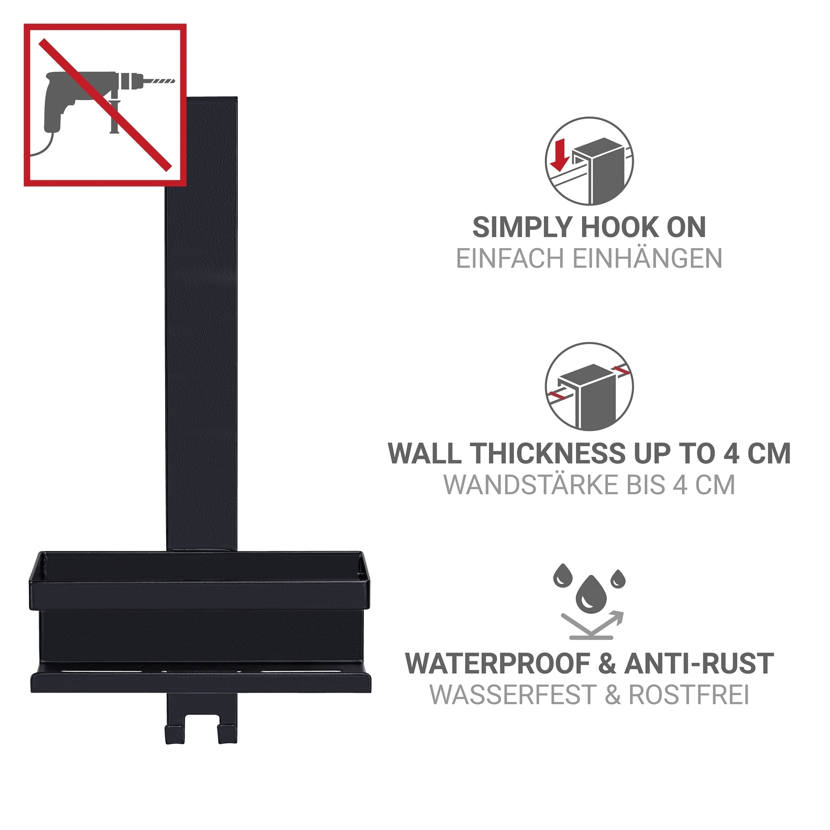 WENKO Duschablage »Bribano Uno« Dusch-Caddy zum Einhängen an Duschkabinen ohne Bohren, Edelstahl
