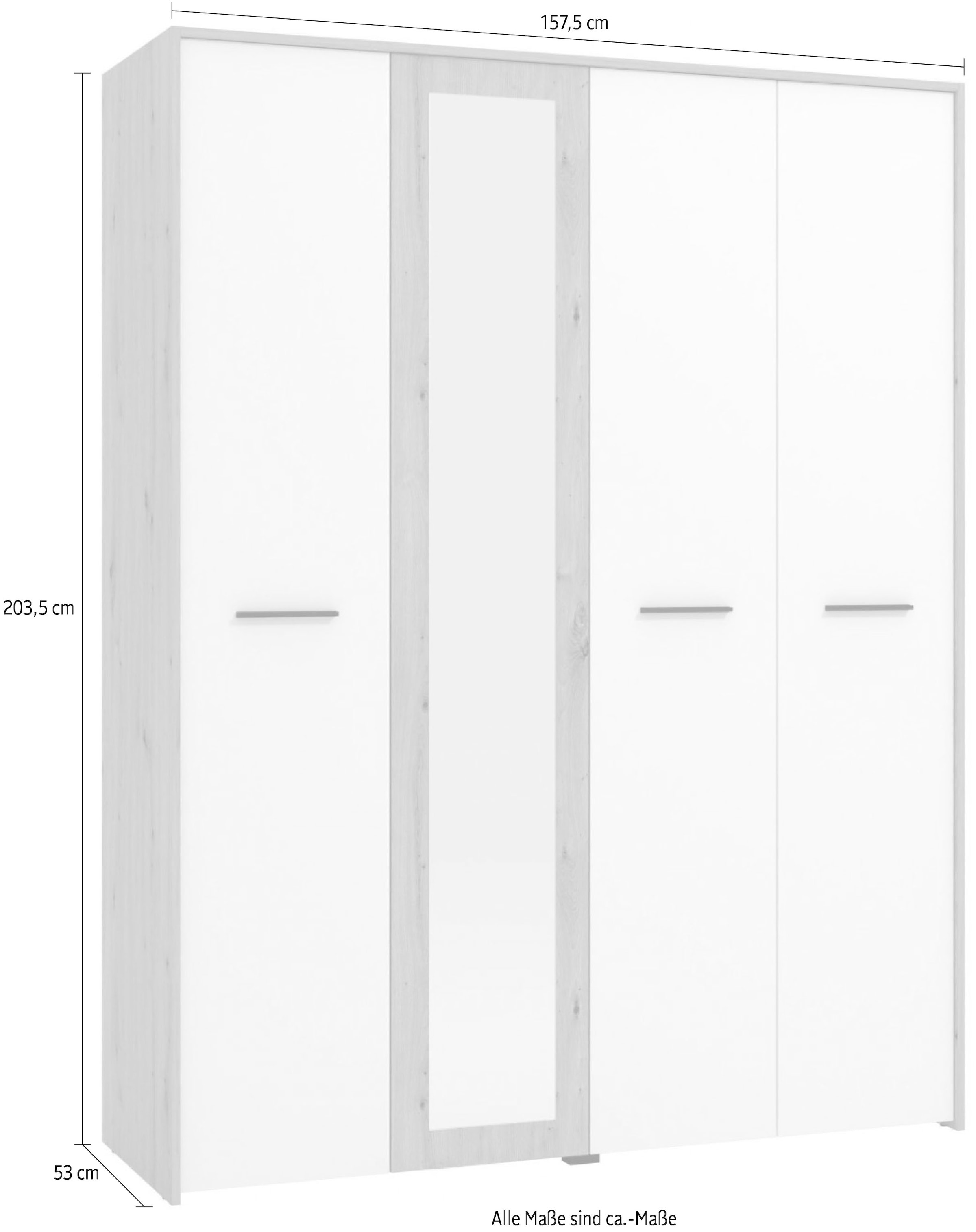 INOSIGN Kleiderschrank »Varadero, 2 moderne Farbkombinationen mit schwarzen Griffen«, mit 1 Spiegeltür, in den Breiten 119 und 157cm, FSC-zertifiziert