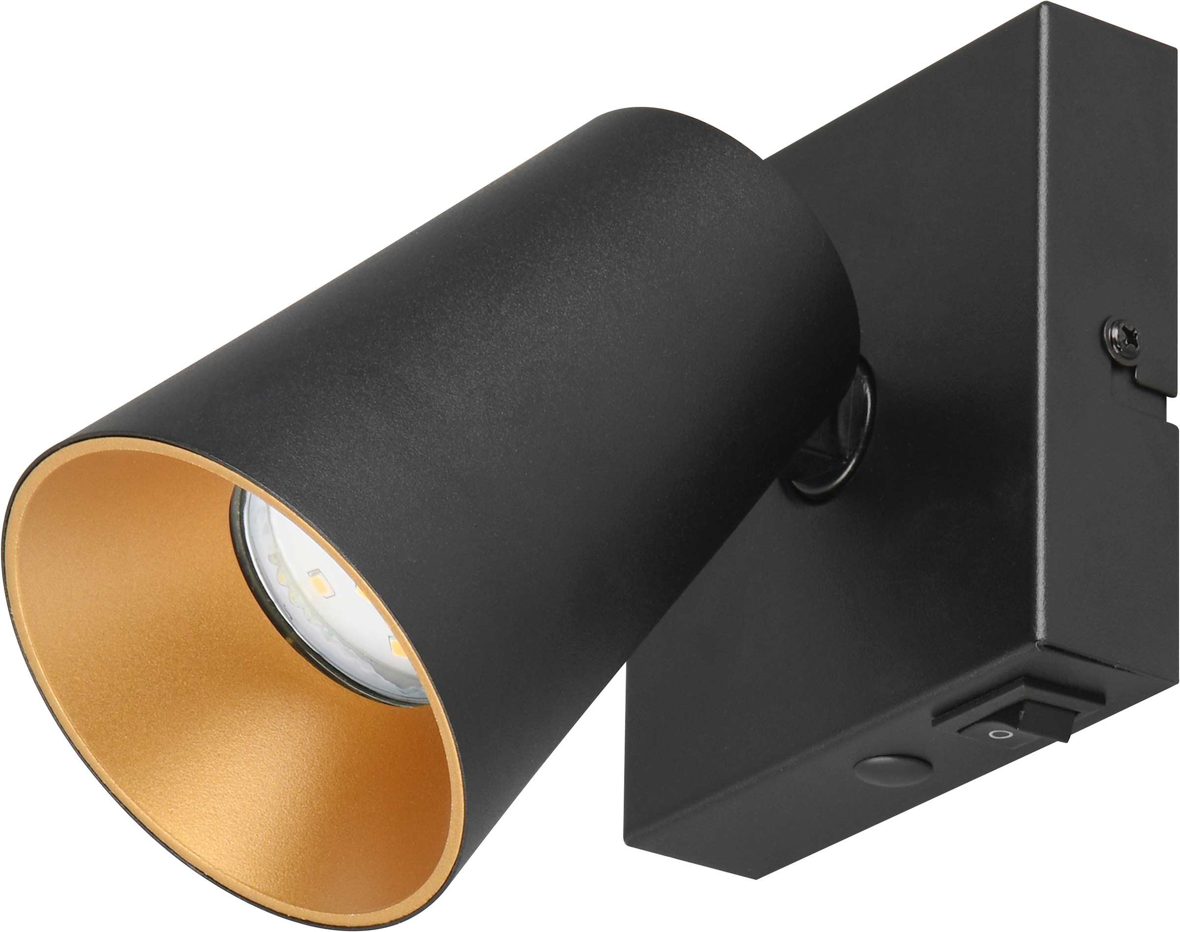 TRIO Leuchten Wandstrahler »SHARP, Spot 1-flammig exkl 1x GU10 max 10W schwenkbar & drehbar« GU10 1 Stk. warmweiß - kaltweiß Schirm innen gold, Kippschalter, Spot für Wandmontage + Deckenmontage