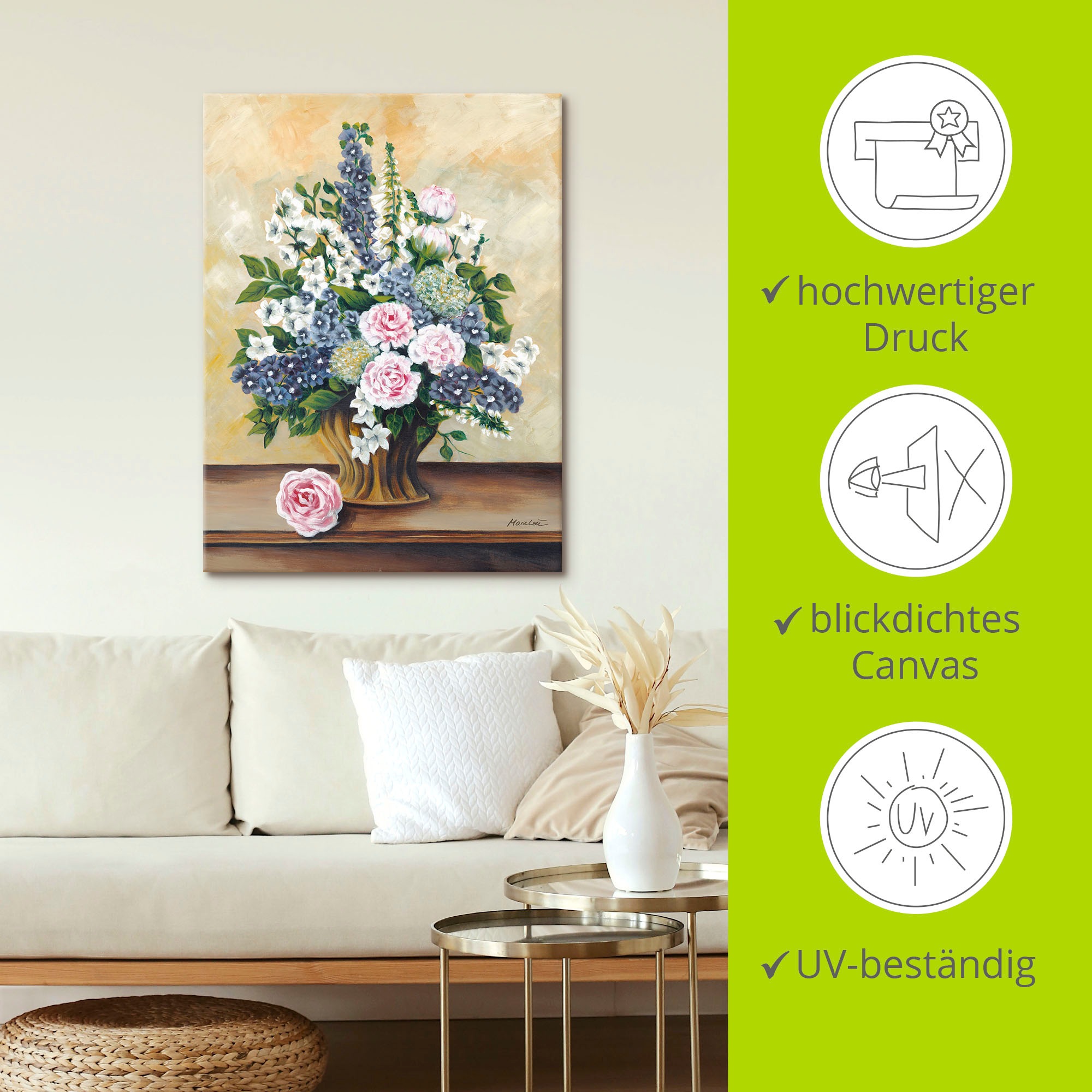 Artland Leinwandbild »Blumenbouqet« Blumen 1 Stk. tlg. auf Holzrahmen gespannt