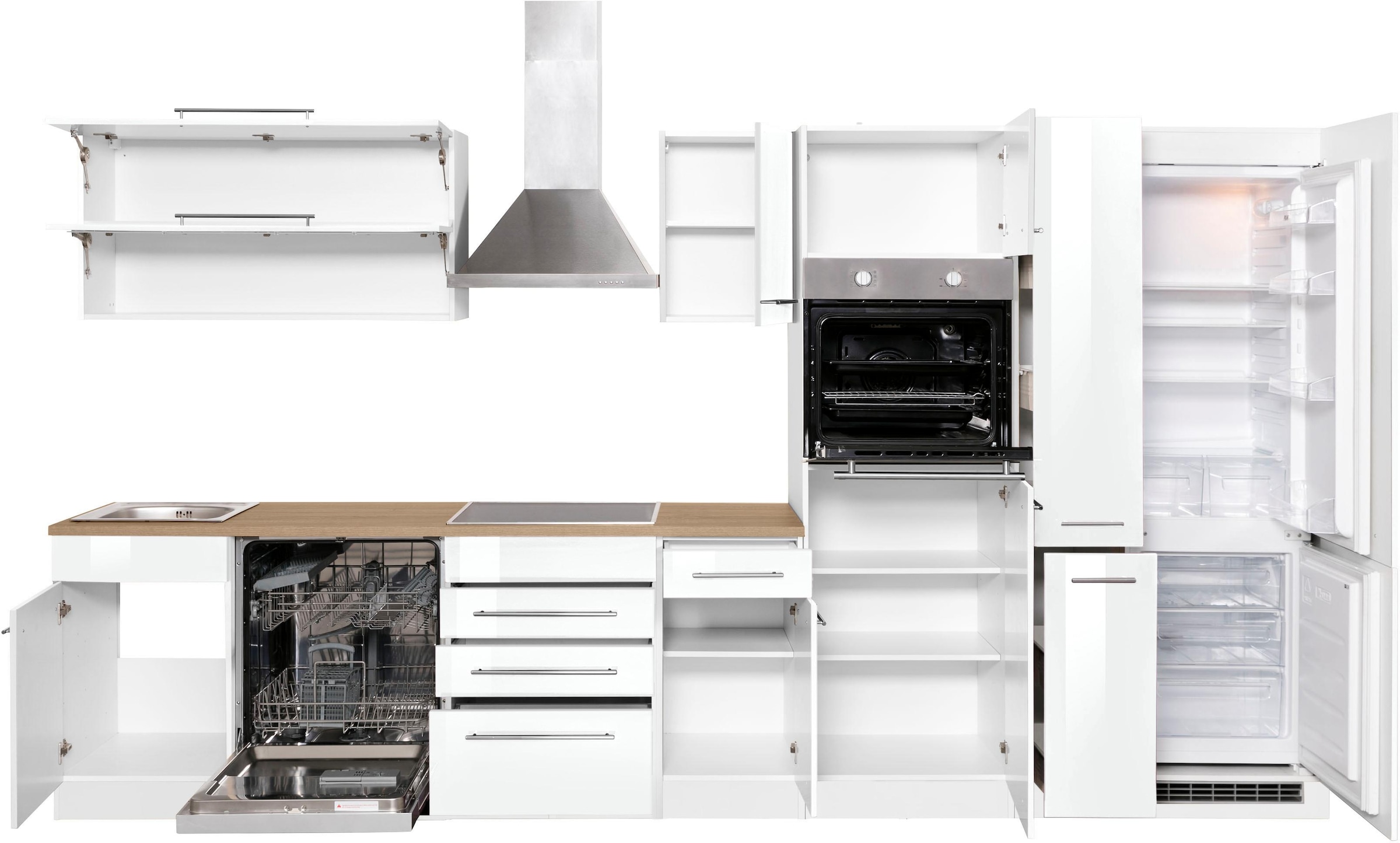 KOCHSTATION Küchenzeile »KS-Eton«, mit E-Geräten, Breite 360 cm