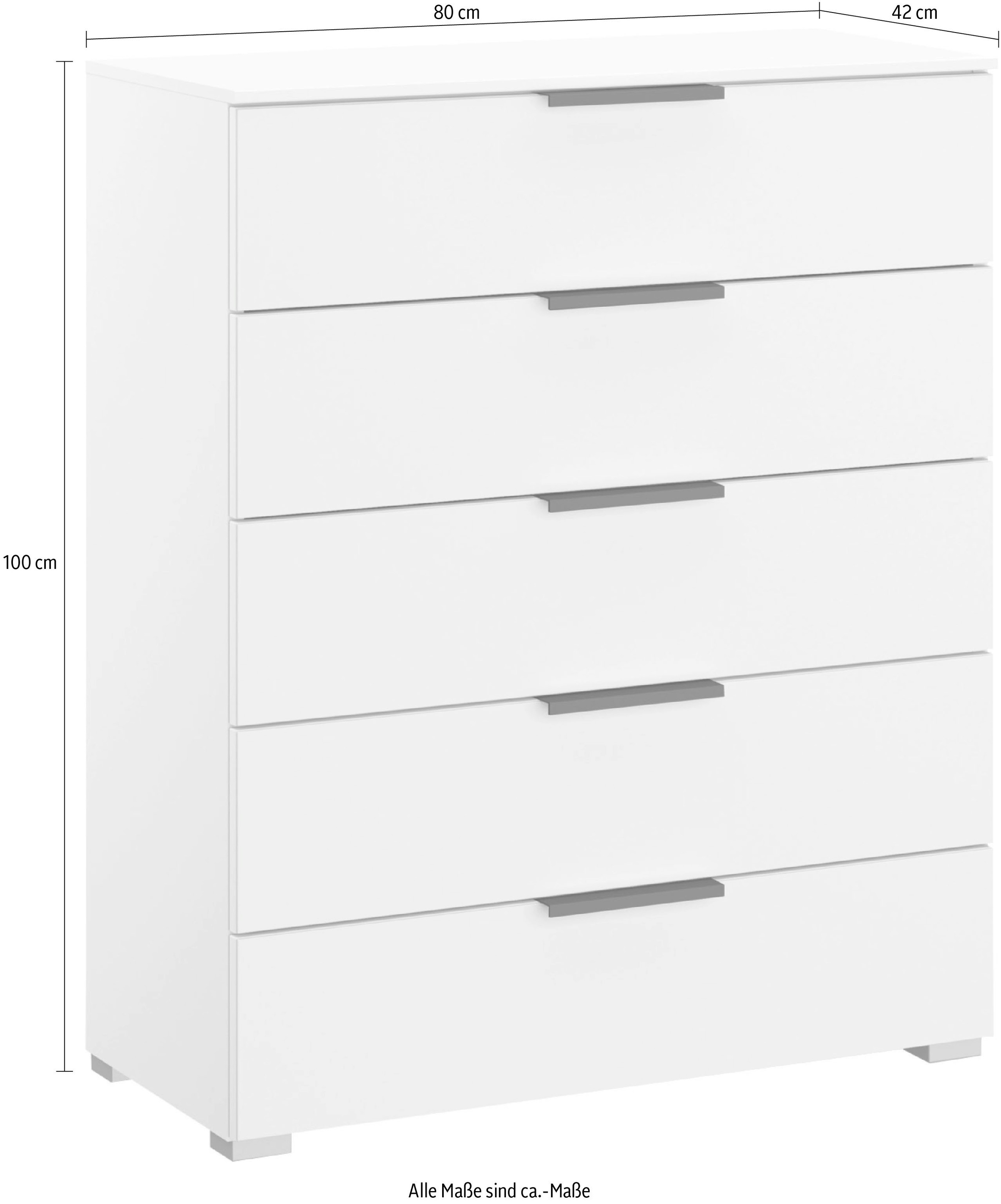 rauch Schubkastenkommode »Kommode Sideboard Wäscheschrank Schrank SKAT MERIDIAN« inkl. SOFT-CLOSE-FUNKTION,  mit 5 Schubladen mit Glasfront in elegantem Design MADE IN GERMANY