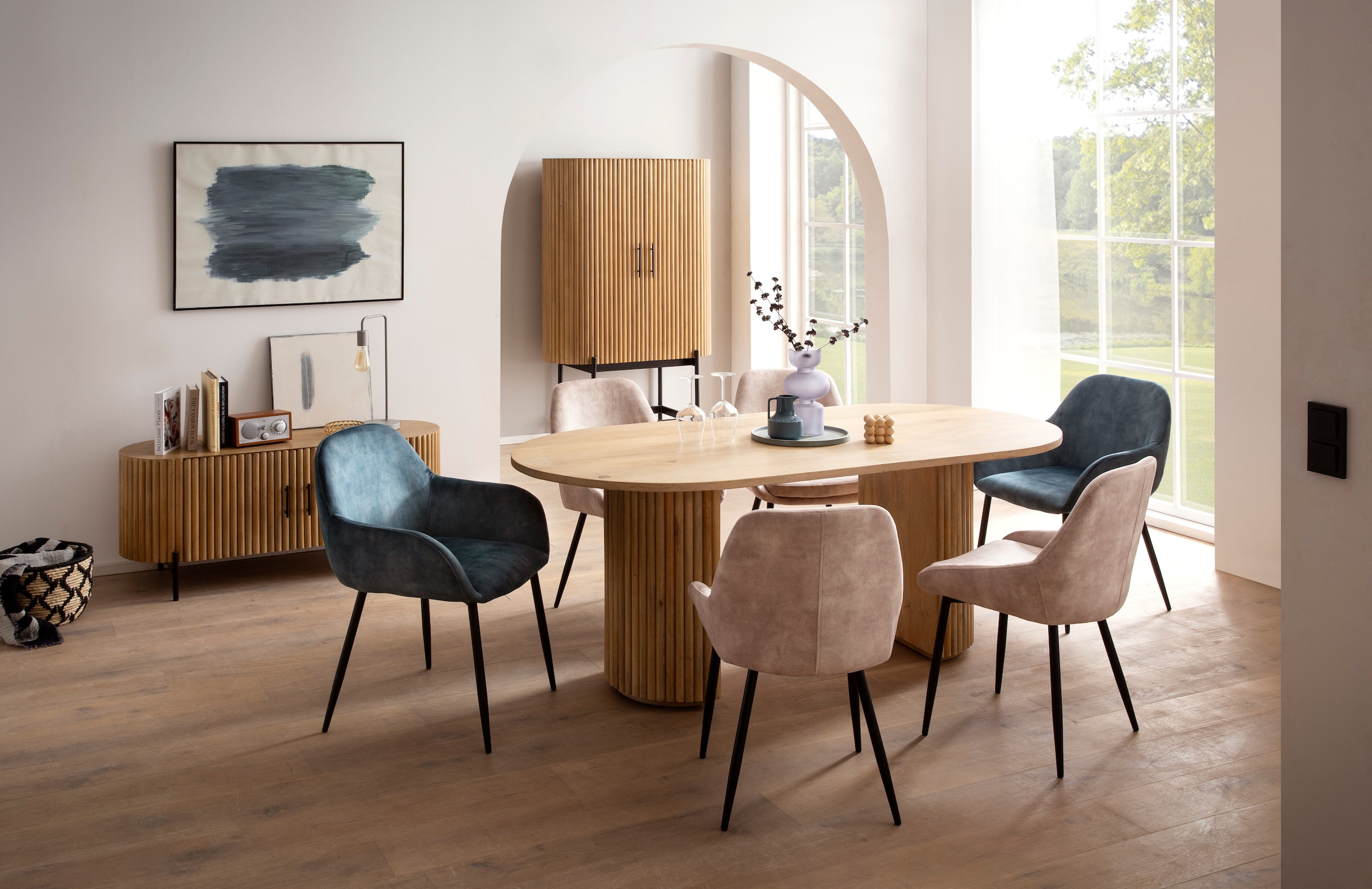 SIT TV-Board, (1 St.), Lamellen-Design im Retro Stil