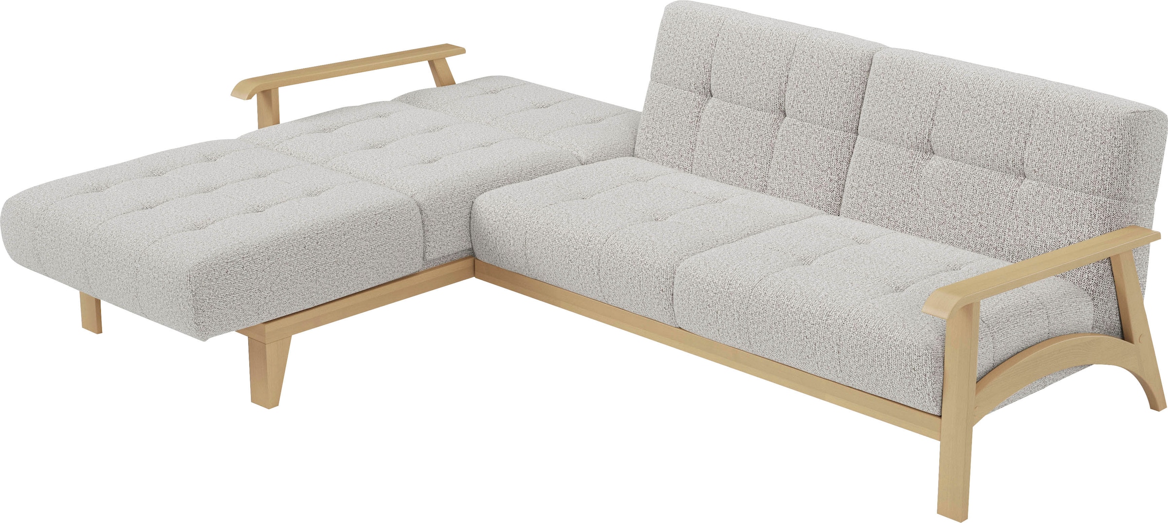 sit&more Ecksofa »Billund L-Form«, Armlehnen aus Buchenholz in natur, verschiedene Bezüge und Farben
