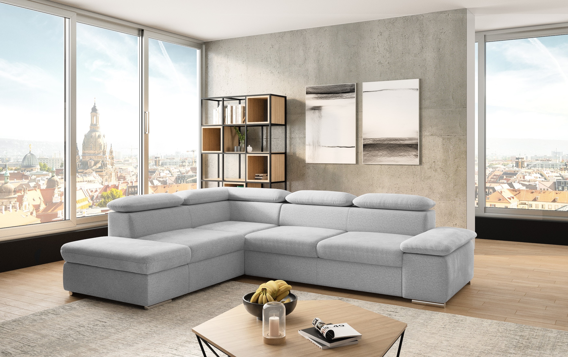 Ecksofa Valantine V, wahlweise mit Bettfunktion
