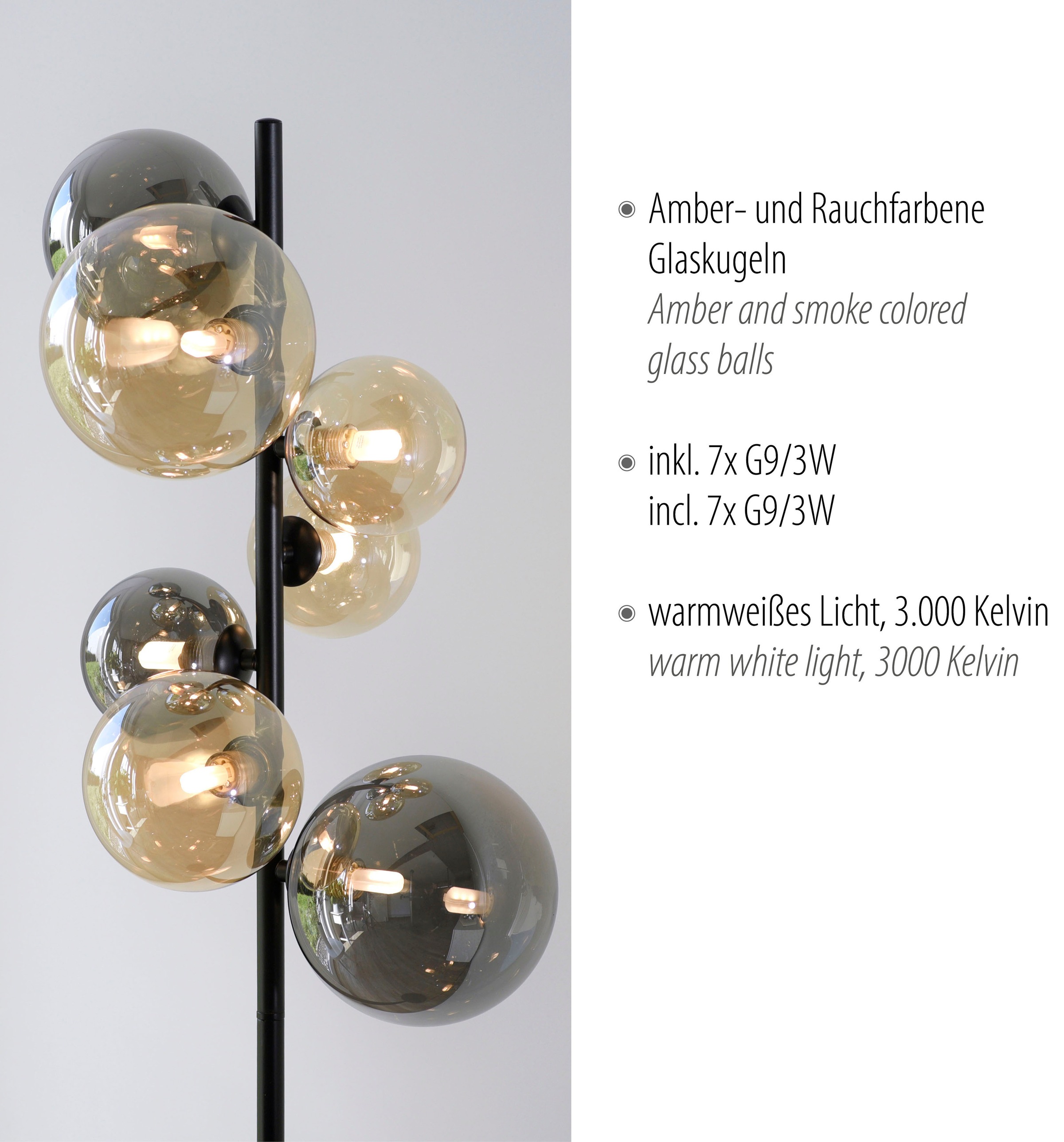 Paul Neuhaus Stehlampe »POPSICLE«, 7 flammig, Leuchtmittel G9 | LED wechselbar