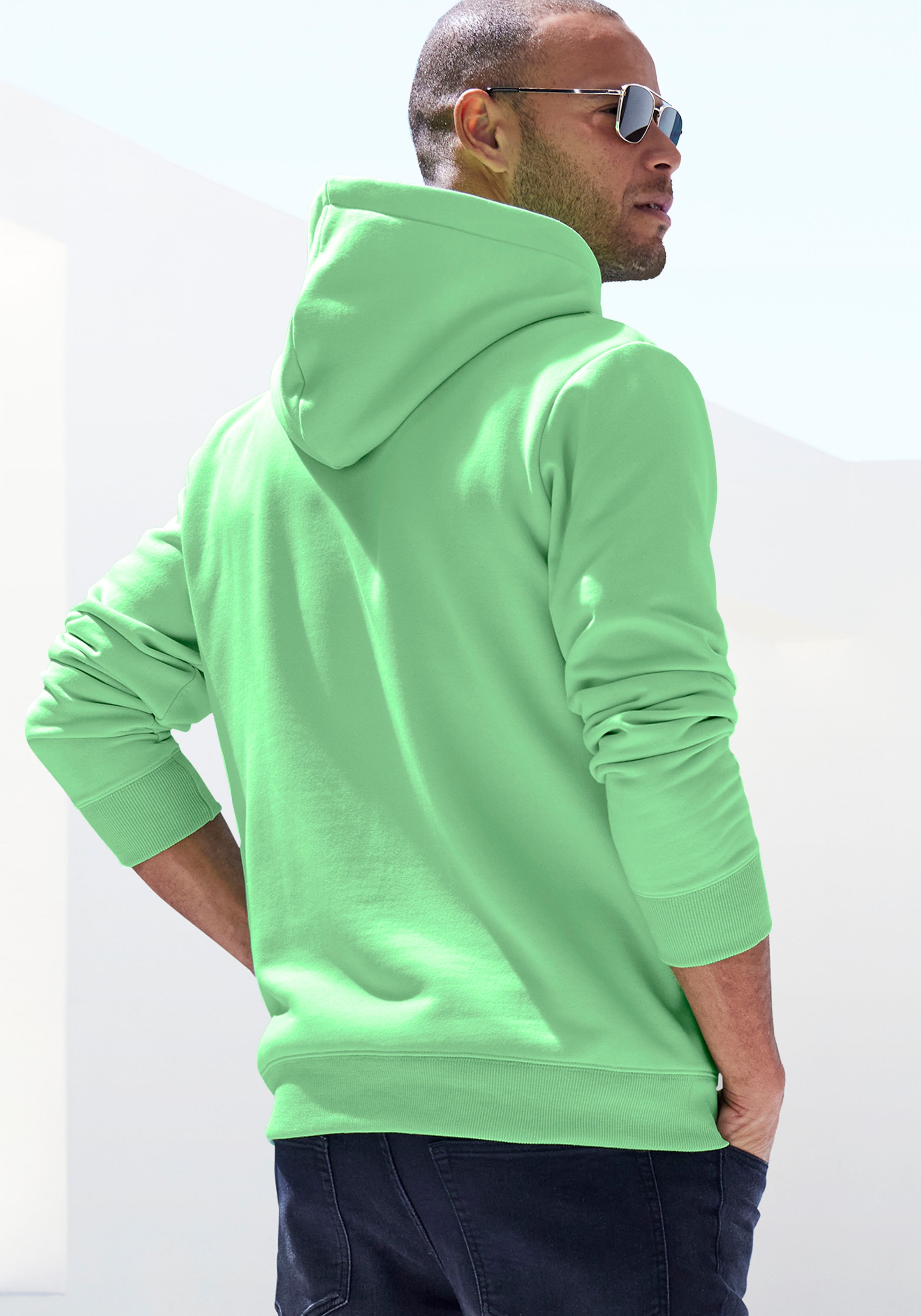 John Devin Hoodie, Langarm, Sweatshirt mit Rundhals und Kapuze, Baumwollmischung
