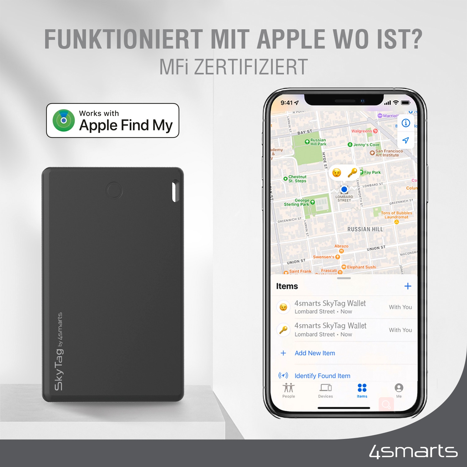 4smarts GPS-Tracker »Standort-Finder SkyTag Wallet 2er Set«, GPS-Finder im Checkkartenformat, Mfi-zertifiziert