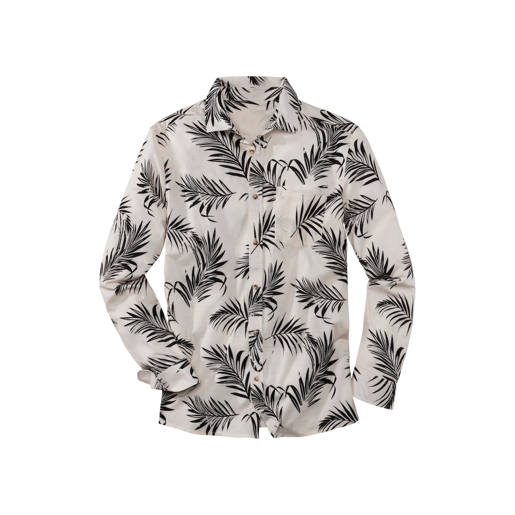 John Devin Hawaiihemd »Regular Fit,«, Langarm, Freizeithemd mit Palmenprint aus reiner Baumwolle