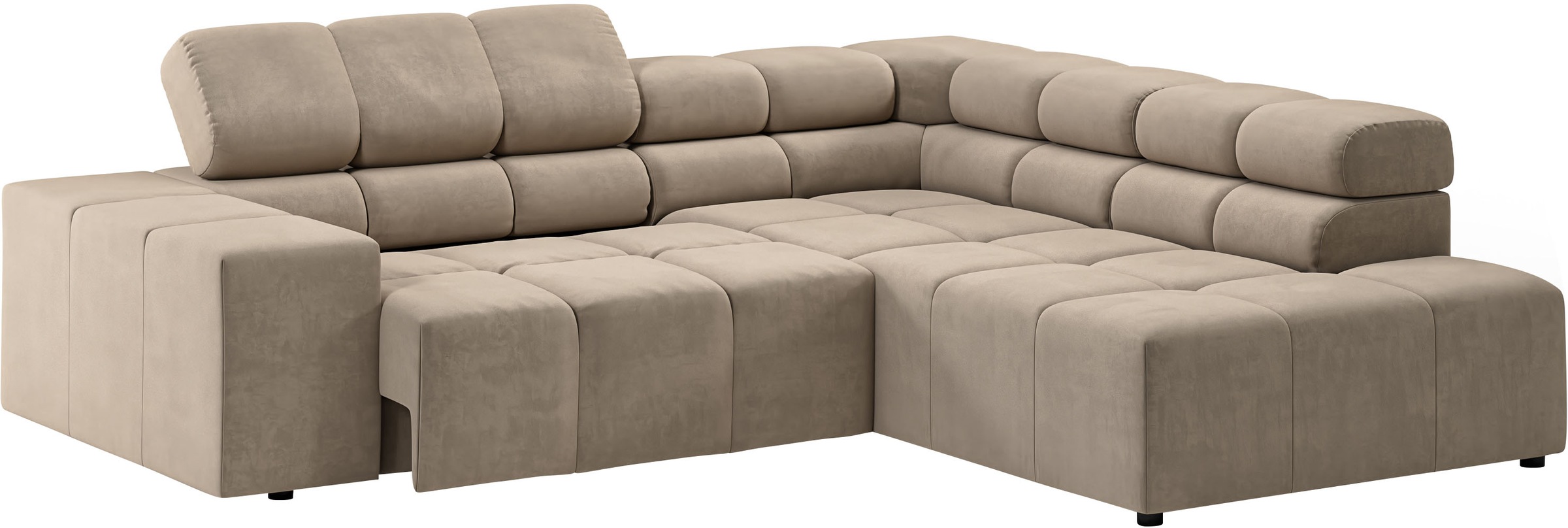 INOSIGN Ecksofa »Ancona, incl. Kopfteilverstellung + 3 Zierkissen, L-Form, bequem«, wahlweise motorische Sitztiefenverstellung, B/T(H: 249/215/70 cm