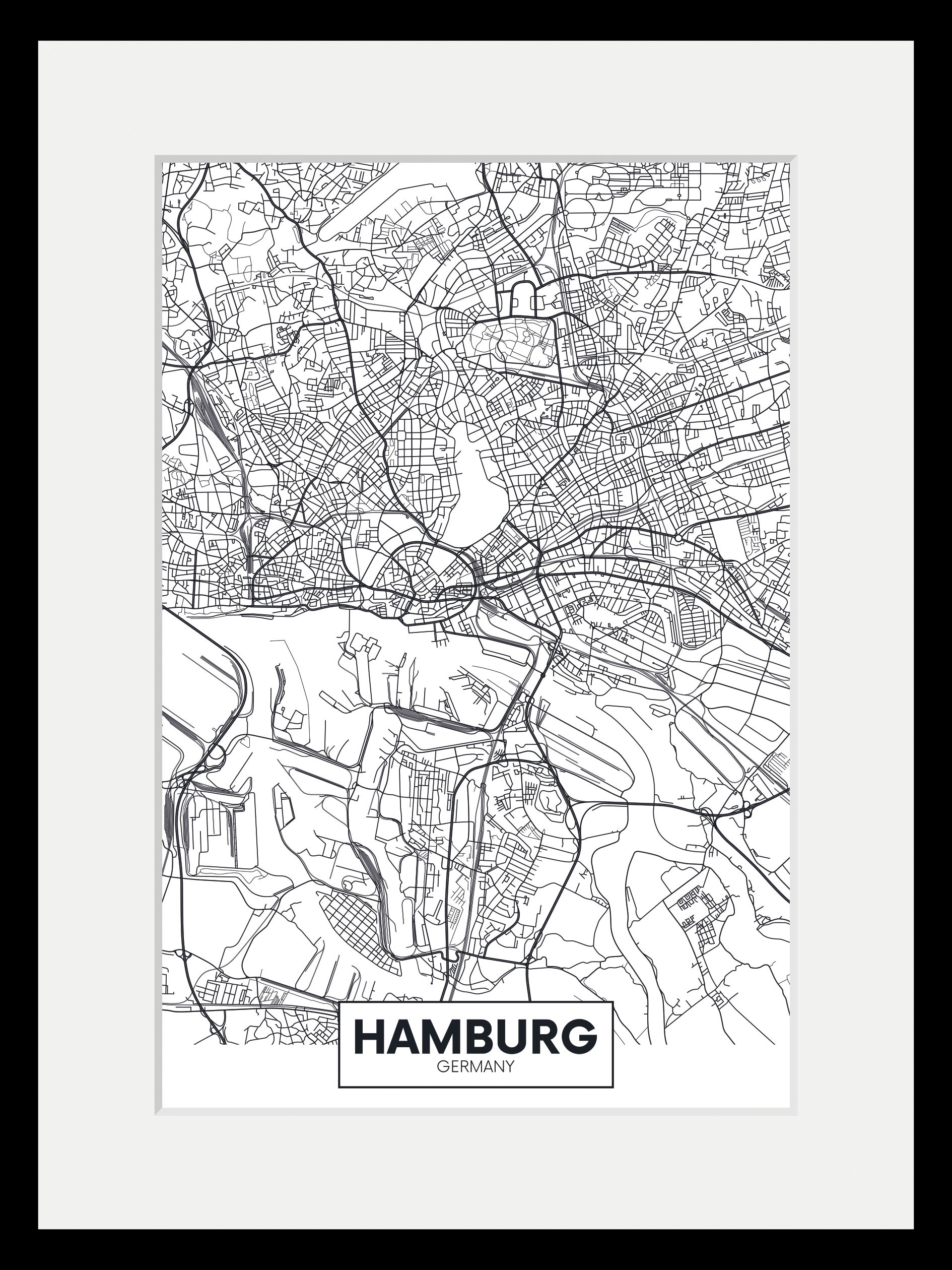 queence Bild »Hamburg Stadtkarte«, Städte, (1 St.) günstig online kaufen