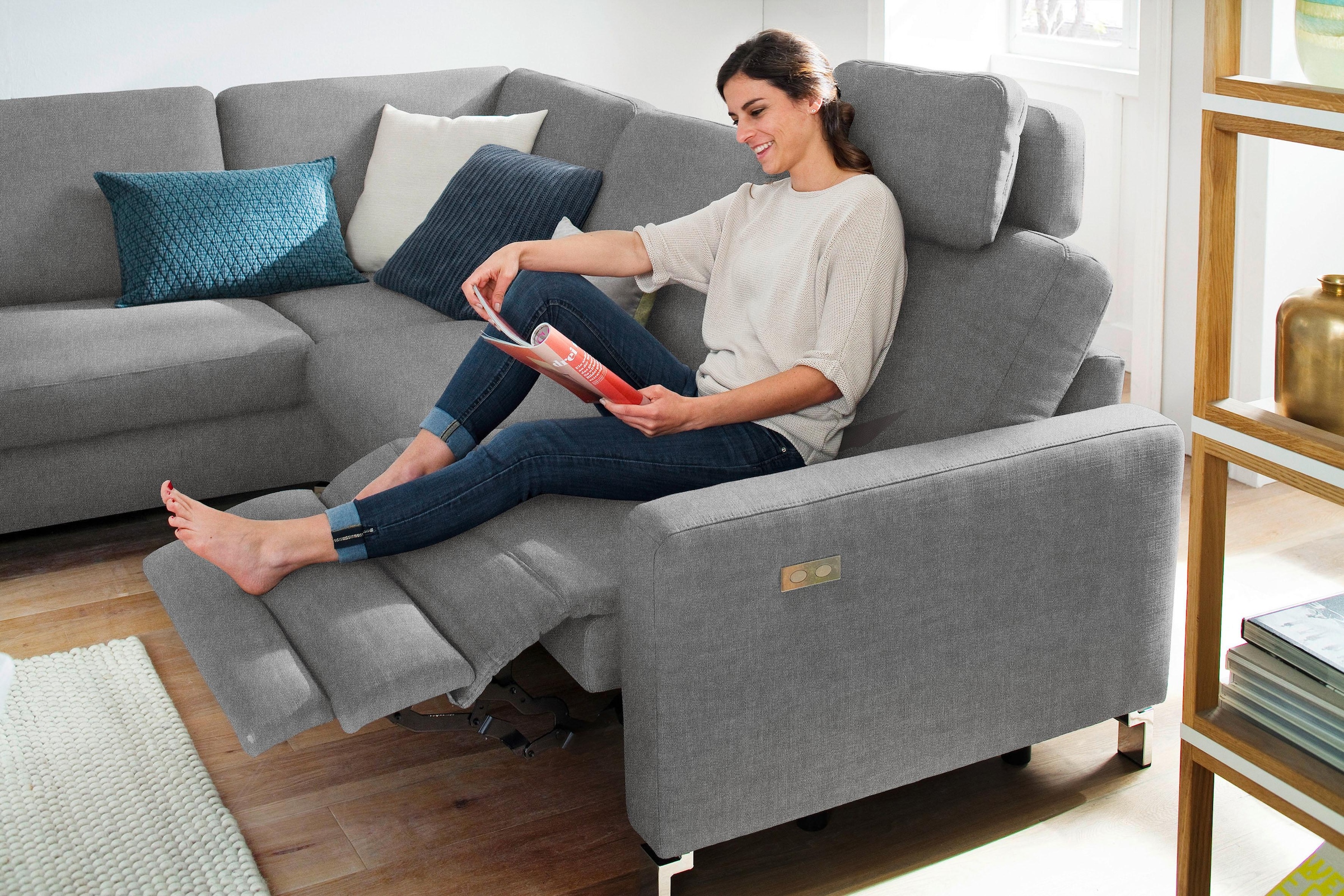 3C Candy Ecksofa »Mainau modern und elegant, mit gutem Sitzkomfort, L-Form«, wahlweise mit elektrischer Relaxfunktion, Federkern