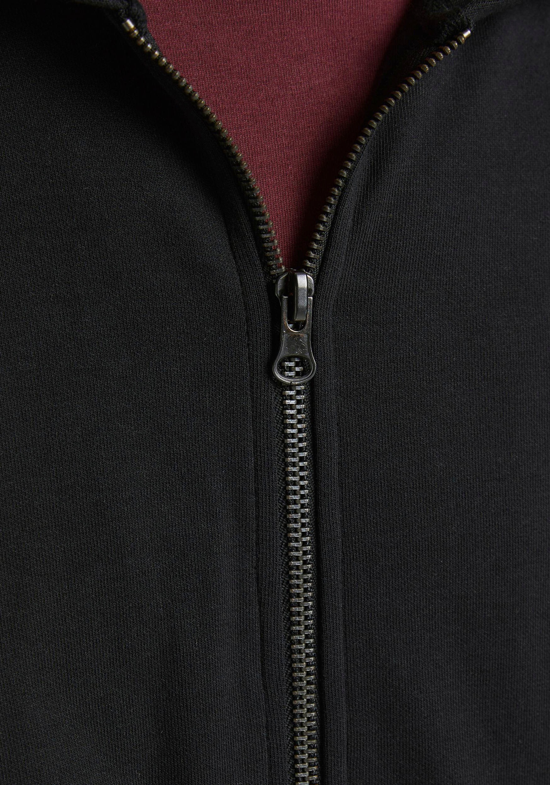 Jack & Jones Kapuzensweatjacke »JJEBASIC Hoodie mit Rippbündchen und angenehmem Tragegefühl«, unifarben, modisch, regular fit, Baumwollmischung, Rundhals