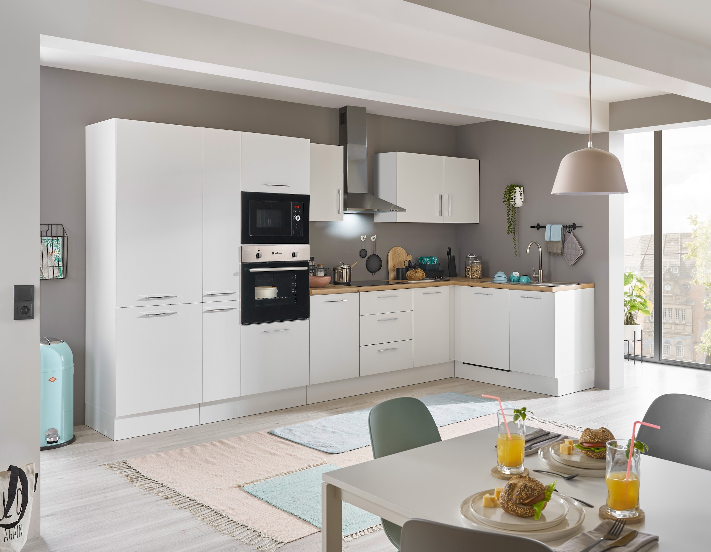 BASIC by Balculina Winkelküche »Turin«, Stellbreite 370x175 cm, wahlweise mit E-Geräten