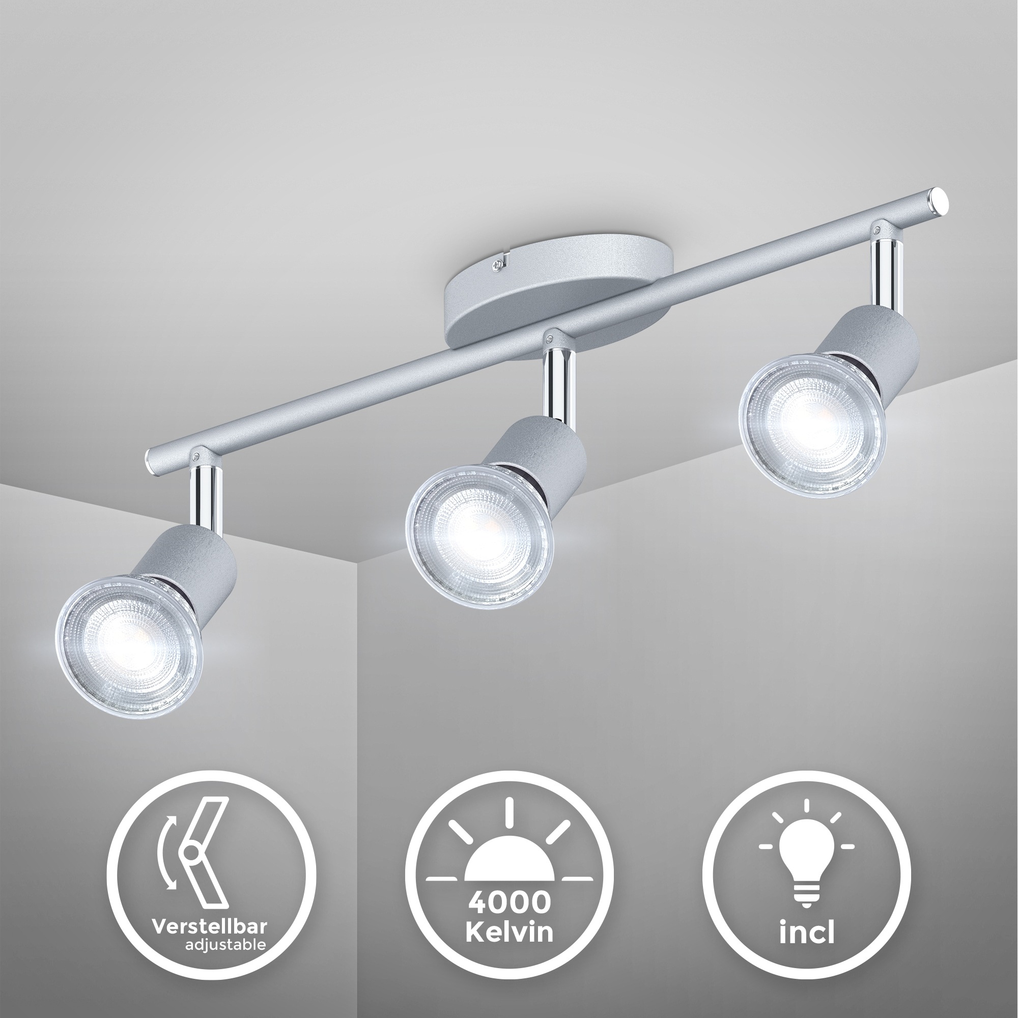 B.K.Licht Deckenleuchte, 3 flammig, Leuchtmittel GU10   LED wechselbar, 3-f günstig online kaufen