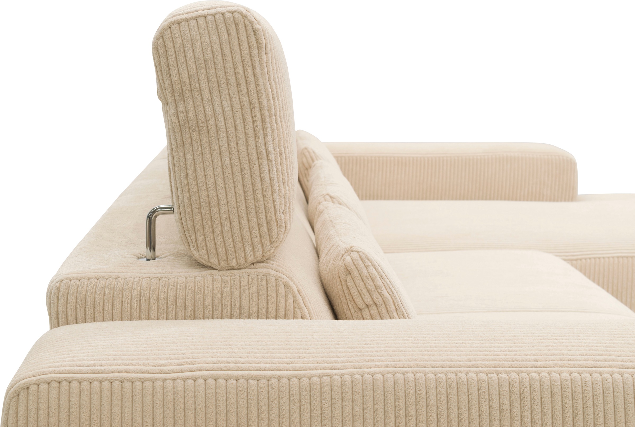 DOMO collection Ecksofa »Brandon B/T/H: 289/177/80 cm, belastbar bis 140kg/ Sitz, auch in Cord«, mit Kopfteilverstellung, wahlweise Sitztiefenverstellung, L-Form