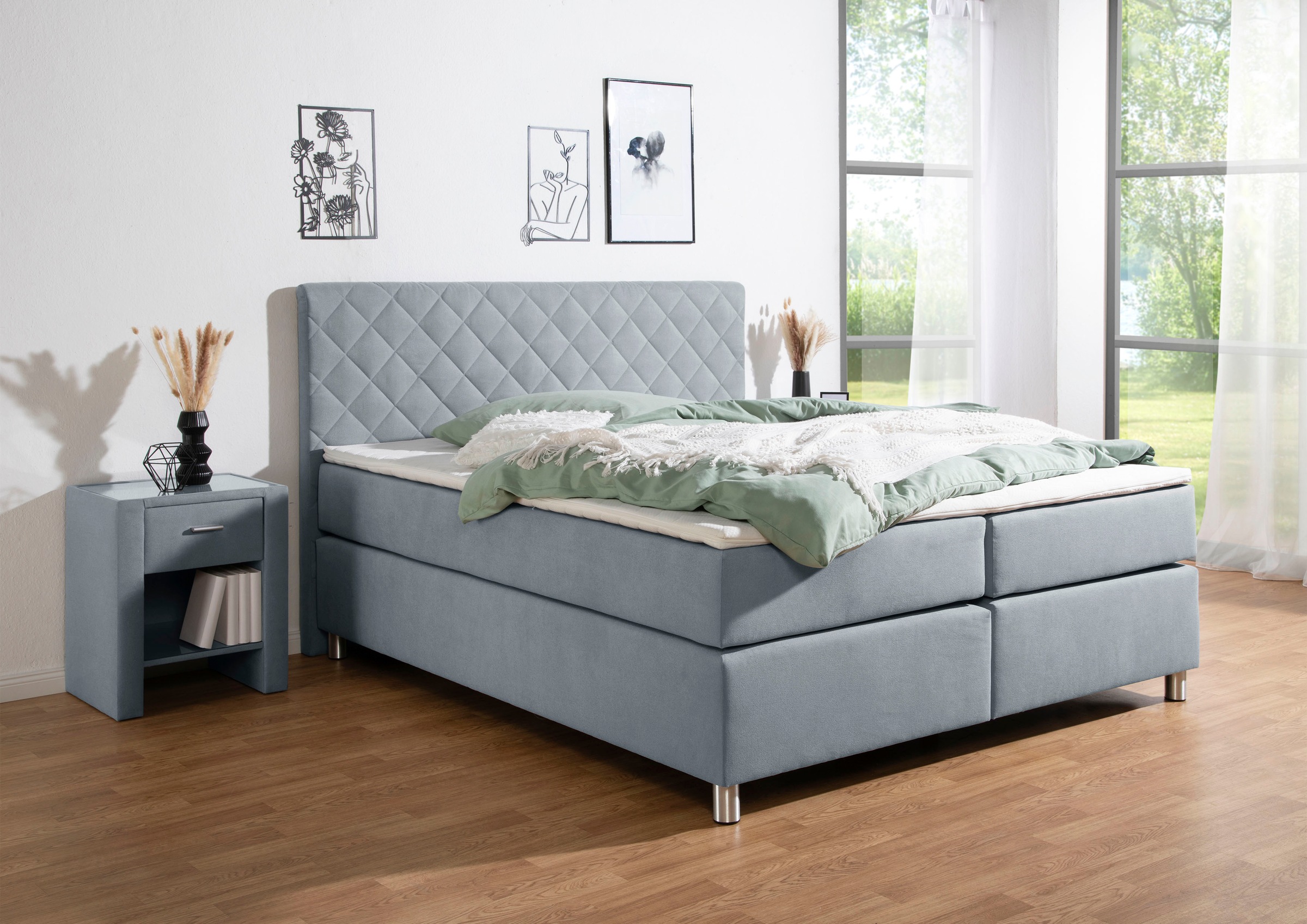 Leonique Boxspringbett »Bernard, in verschiedenen Breiten«, inkl. Topper, M günstig online kaufen